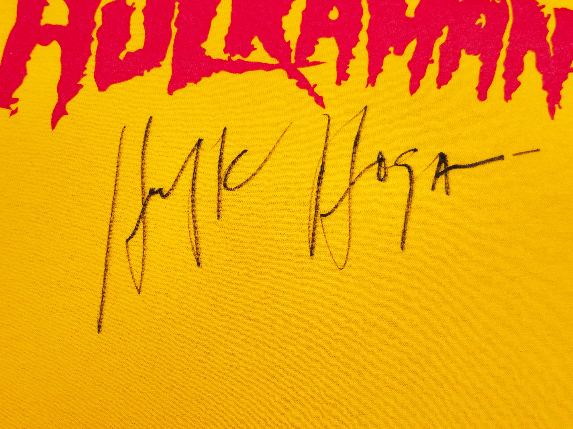 Hulk Hogan Autographed Yellow WWE Hulkamania T-Shirt JSA Stock #228800 - Image 3