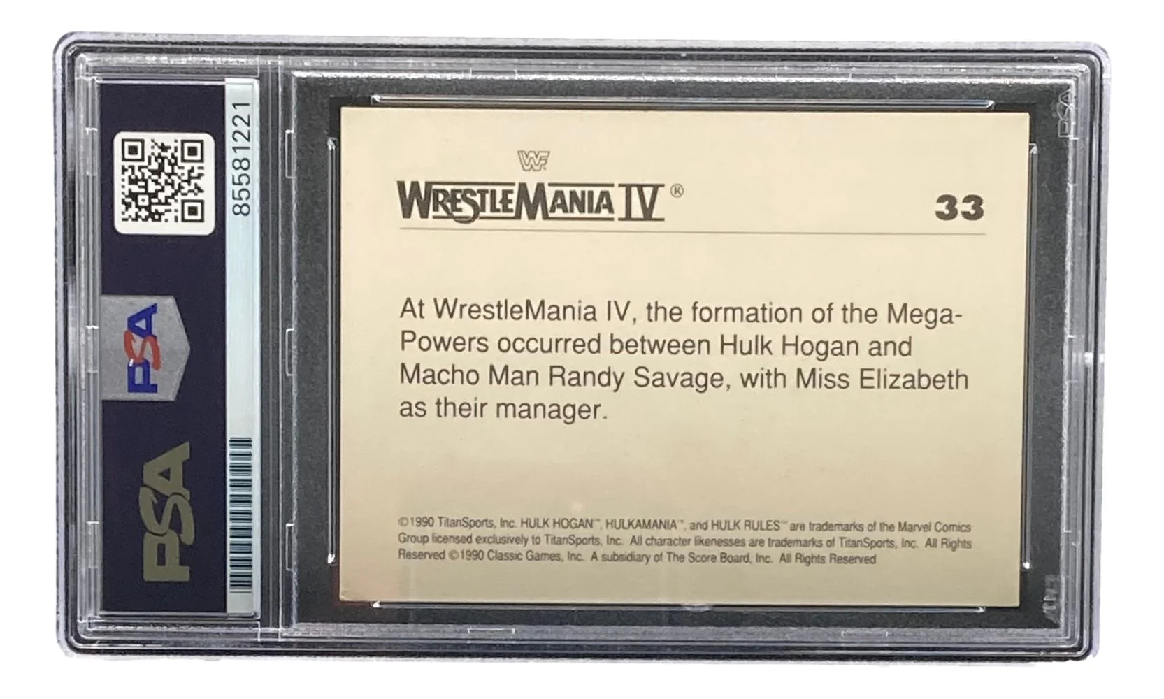 Hulk Hogan Signed 1990 Classic WWF Wrestlemania #33 Trading Card PSA - Image 2