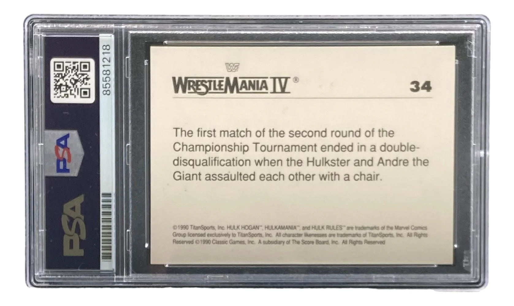 Hulk Hogan Signed 1990 Classic WWF Wrestlemania #34 Trading Card PSA - Image 2