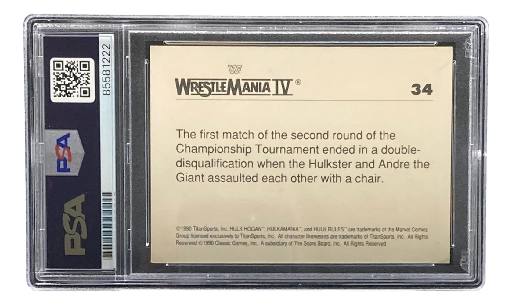 Hulk Hogan Signed 1990 Classic WWF Wrestlemania #34 Trading Card PSA 85581222 - Image 2