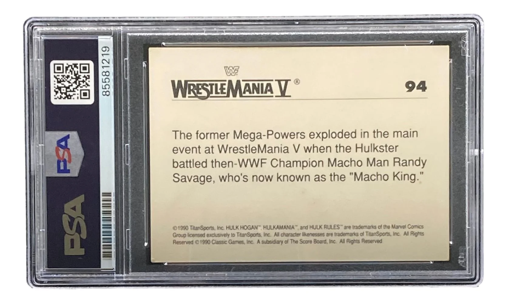 Hulk Hogan Signed 1990 Classic WWF Wrestlemania #94 Trading Card PSA - Image 2