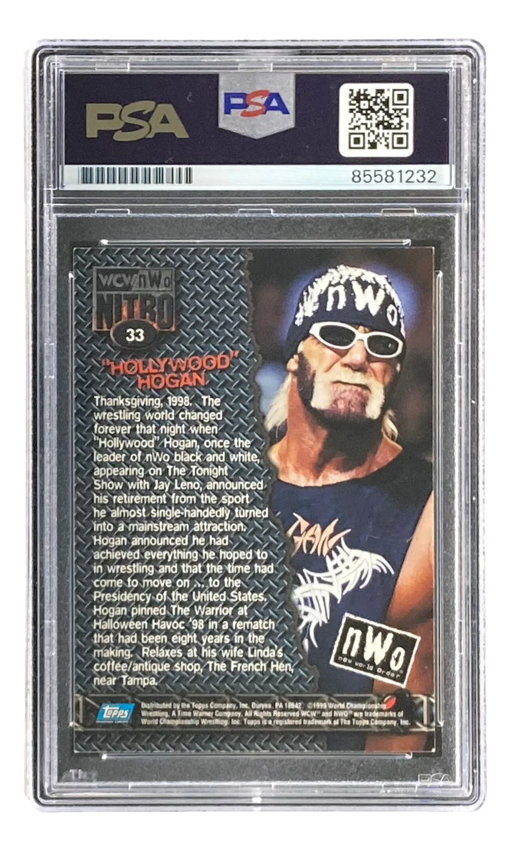 Hulk Hogan Signed 1999 Topps WCW NWO #33 Trading Card PSA - Image 2