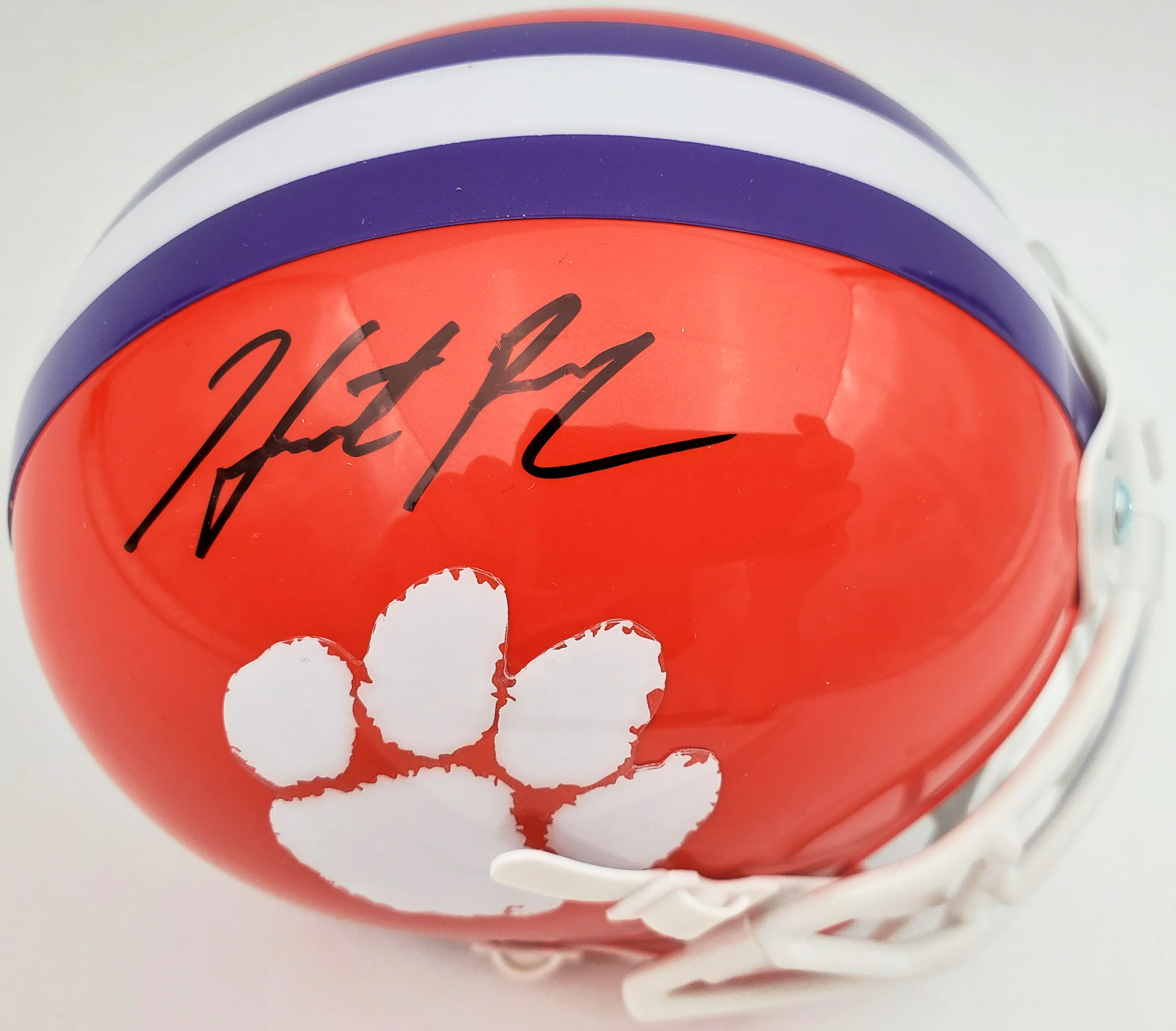 Hunter Renfrow Autographed Clemson Tigers Orange Schutt Mini Helmet Beckett BAS Stock #191545 - Image 2