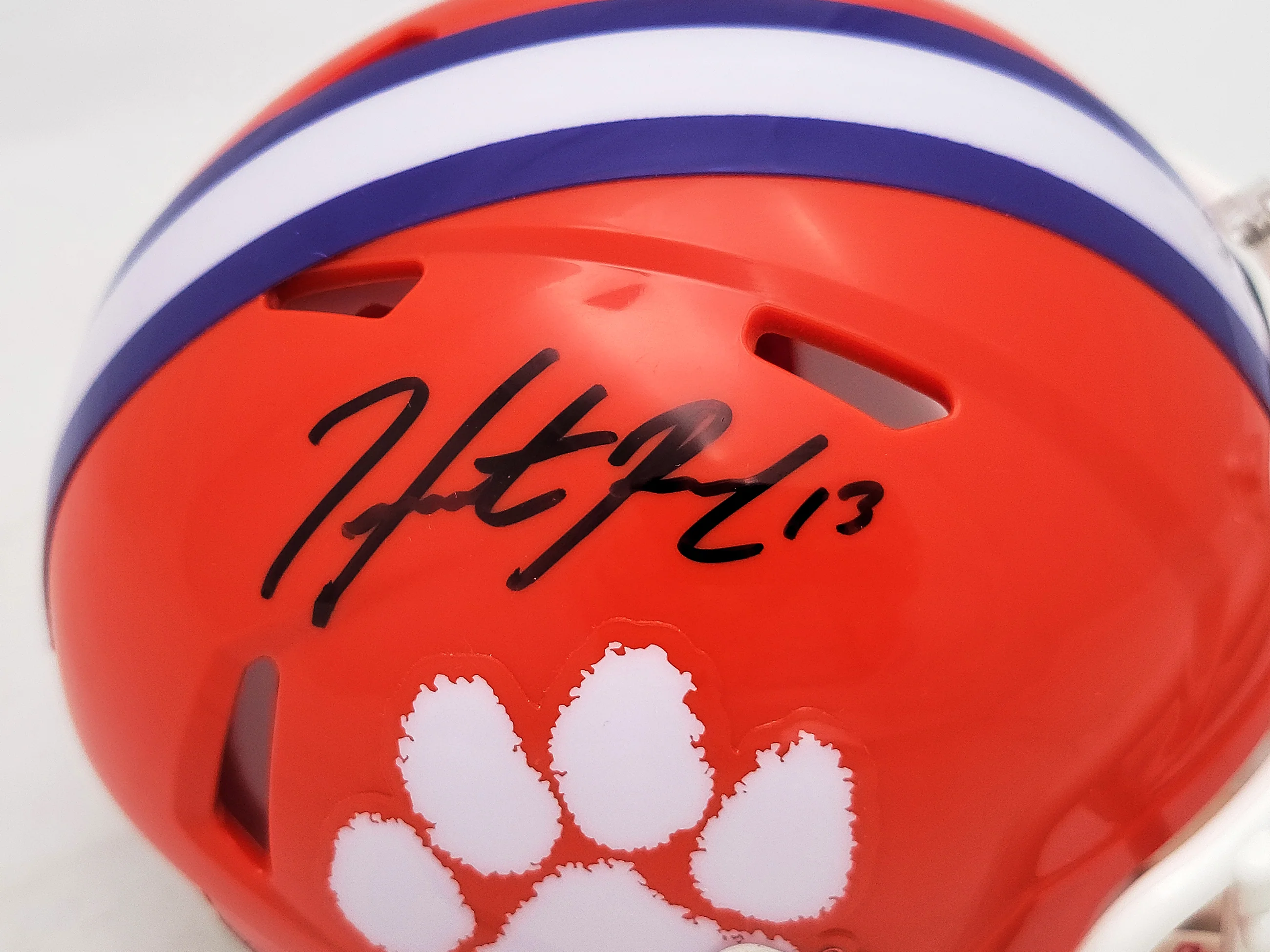 Hunter Renfrow Autographed Clemson Tigers Orange Speed Mini Helmet Beckett BAS QR Stock #205672 - Image 2