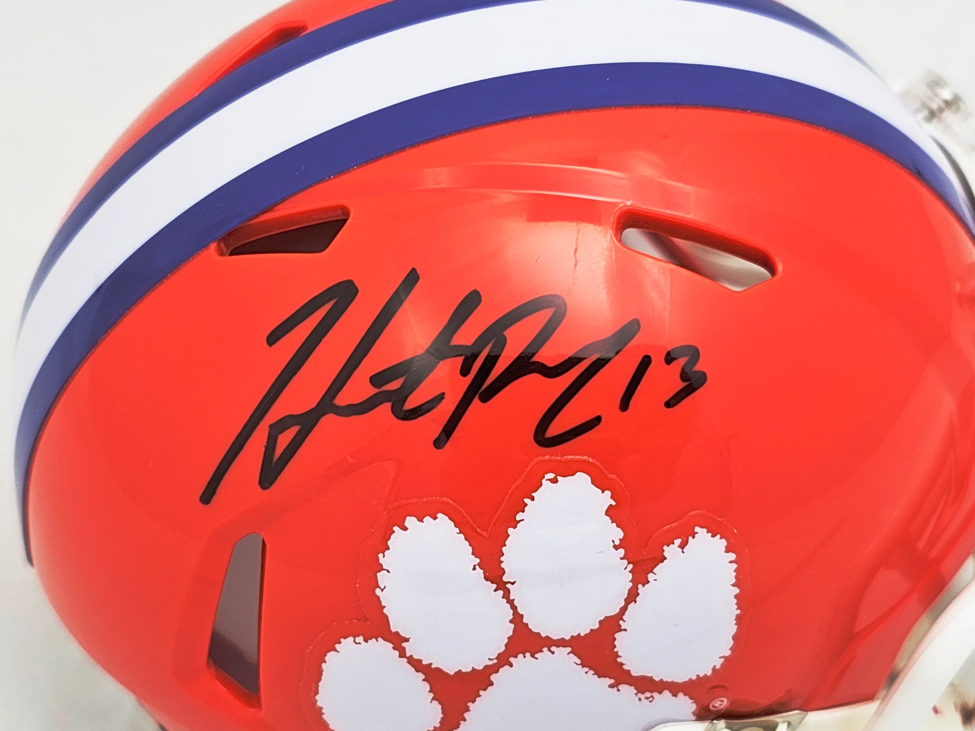 Hunter Renfrow Autographed Clemson Tigers Orange Speed Mini Helmet Beckett BAS QR Stock #216121 - Image 2