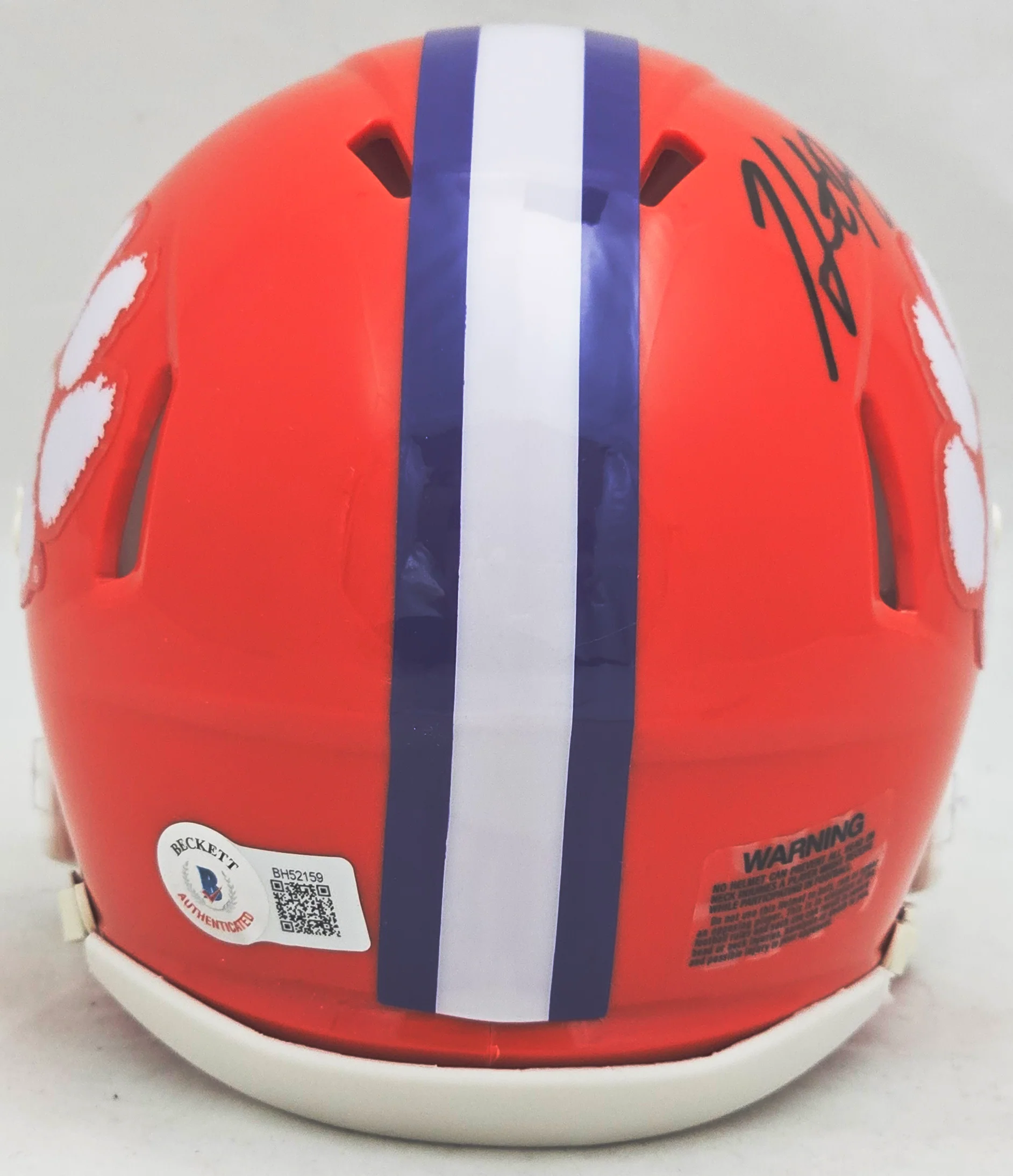 Hunter Renfrow Autographed Clemson Tigers Orange Speed Mini Helmet Beckett BAS QR Stock #216121 - Image 4