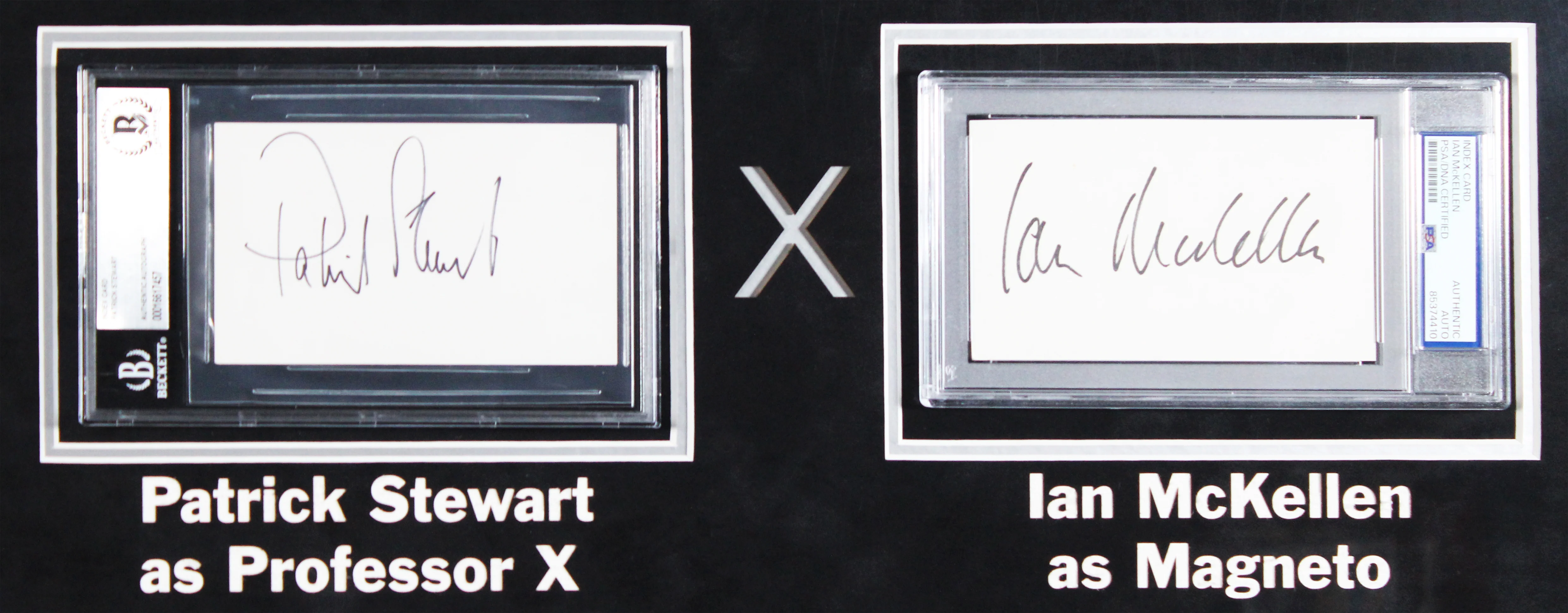 Ian McKellen & Patrick Stewart X-Men Signed & Framed Index Card PSA BAS Slabs - Image 3