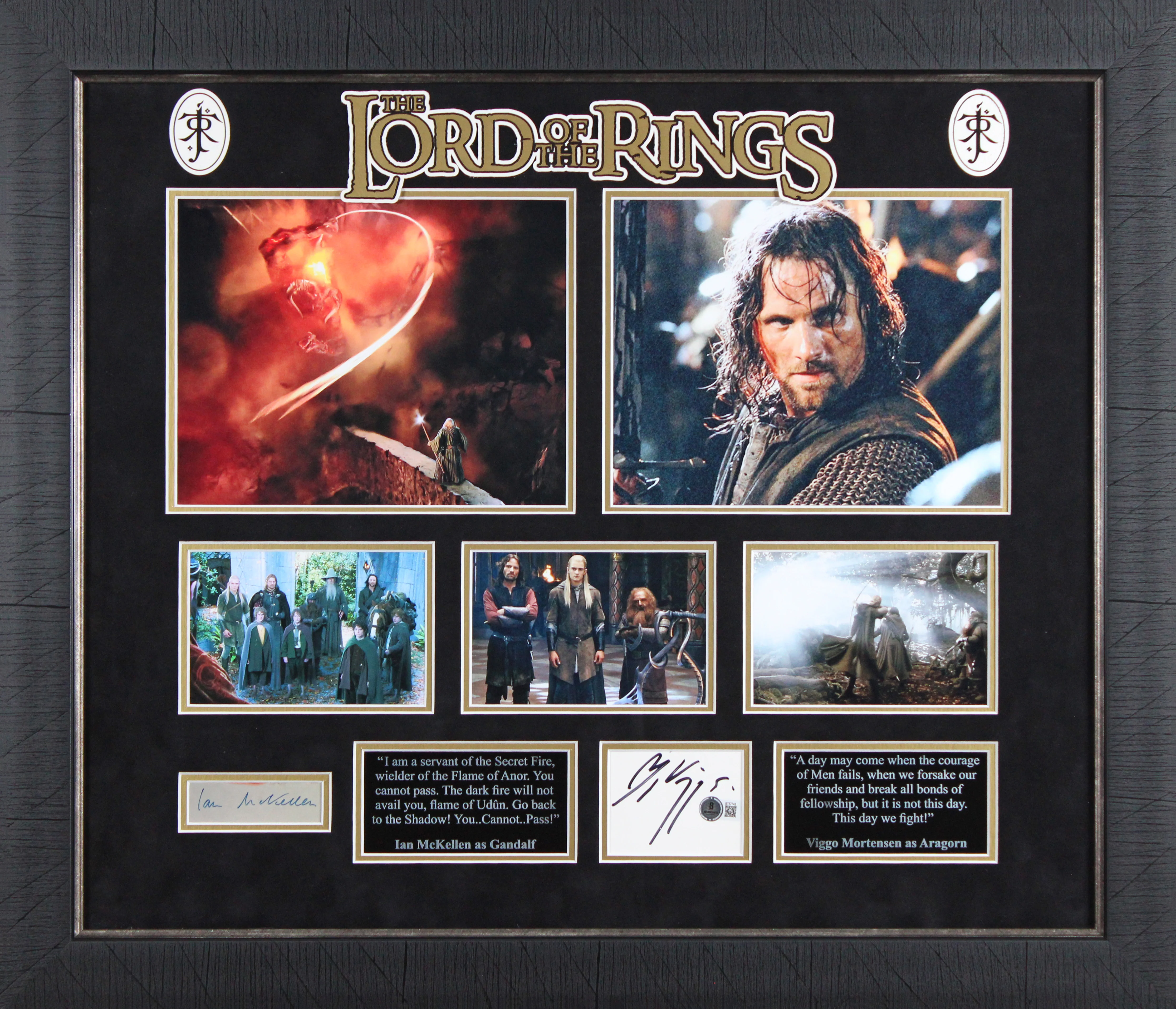 Ian McKellen & Viggo Mortensen Lord of the Rings Signed Framed Display BAS - Image 2