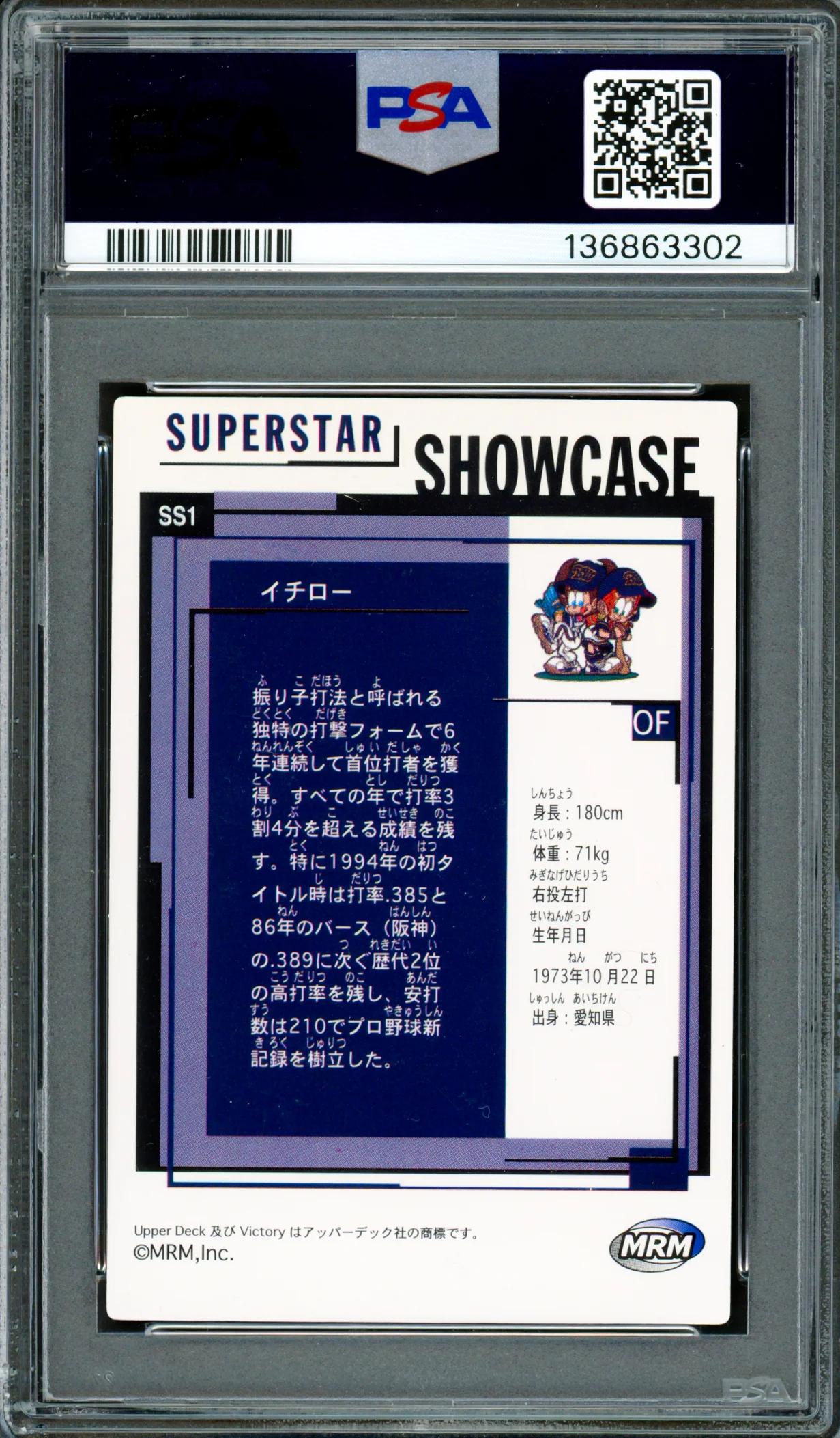 Ichiro Suzuki Autographed 2000 Upper Deck Victory Card #SS1 Orix Blue Wave PSA 8 Auto Grade Gem Mint 10 "#51" In Kanji PSA/DNA #136863302 - Image 2