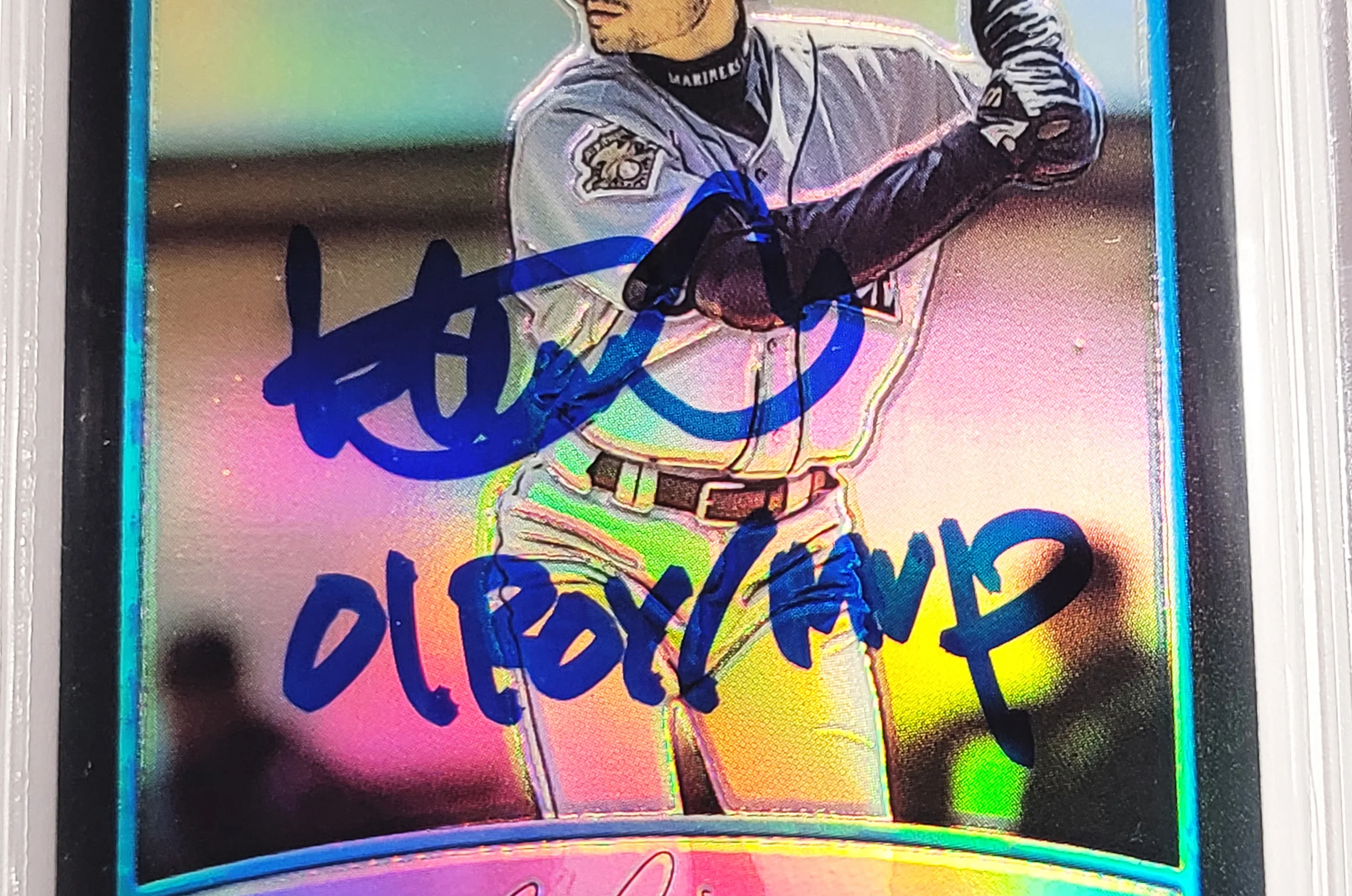Ichiro Suzuki Autographed 2001 Bowman Chrome Refractor Japanese Rookie Card #351 Seattle Mariners Auto Grade Gem Mint 10 "01 ROY/MVP" Beckett BAS #14129071 - Image 2