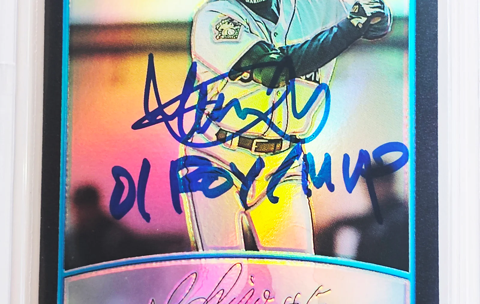 Ichiro Suzuki Autographed 2001 Bowman Chrome Refractor Japanese Rookie Card #351 Seattle Mariners BGS 8 Auto Grade Gem Mint 10 "01 ROY/MVP" Beckett BAS #15681691 - Image 3