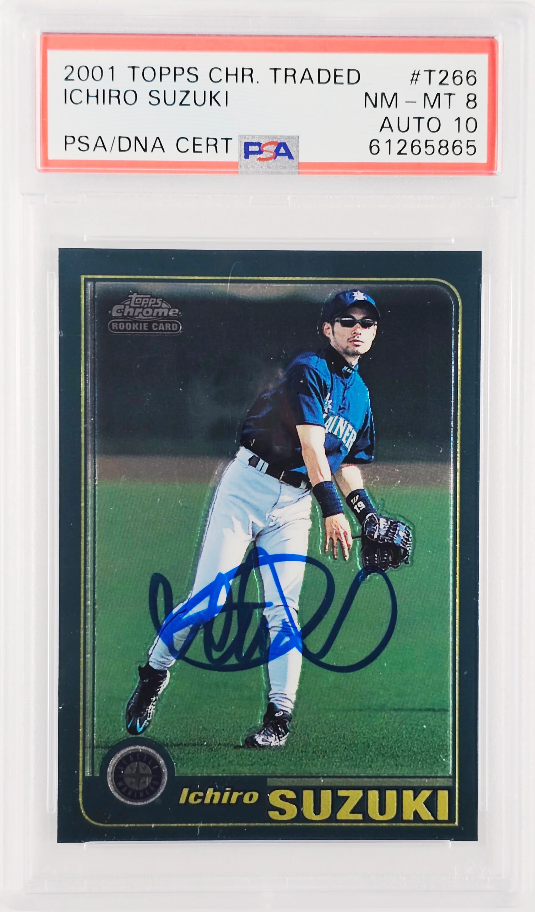 Ichiro Suzuki Autographed 2001 Topps Chrome Traded Rookie Card #T266 Seattle Mariners PSA 8 Auto Grade Gem Mint 10 PSA/DNA #61265865 - Image 2
