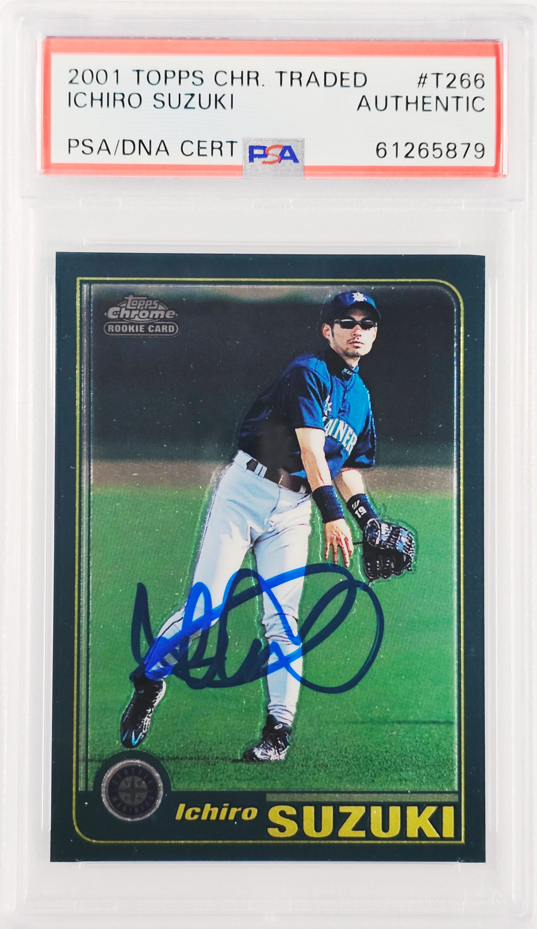 Ichiro Suzuki Autographed 2001 Topps Chrome Traded Rookie Card #T266 Seattle Mariners PSA/DNA #61265879 - Image 2