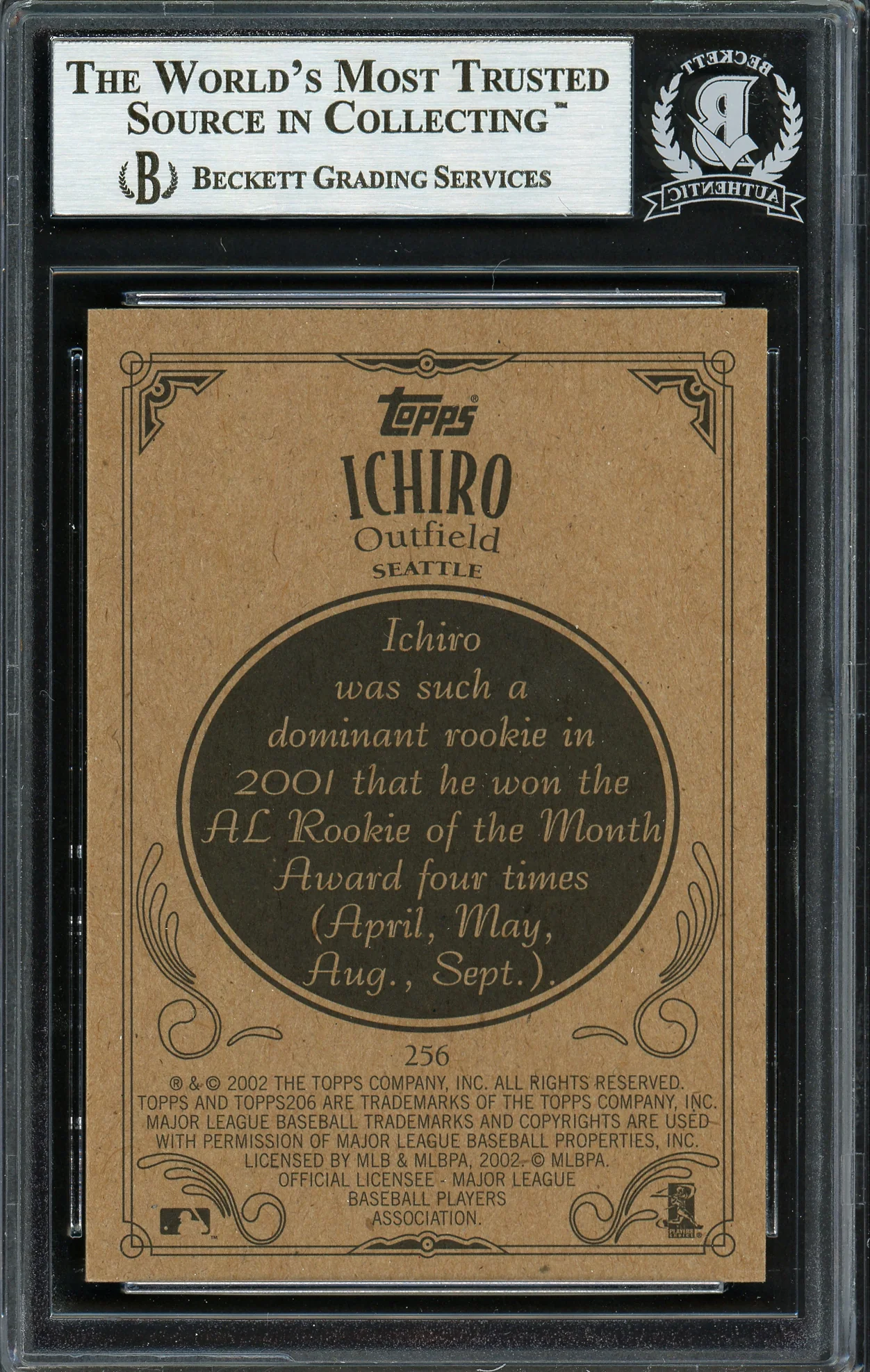 Ichiro Suzuki Autographed 2002 Topps 206 Card #256B Seattle Mariners Beckett BAS Stock #191252 - Image 2