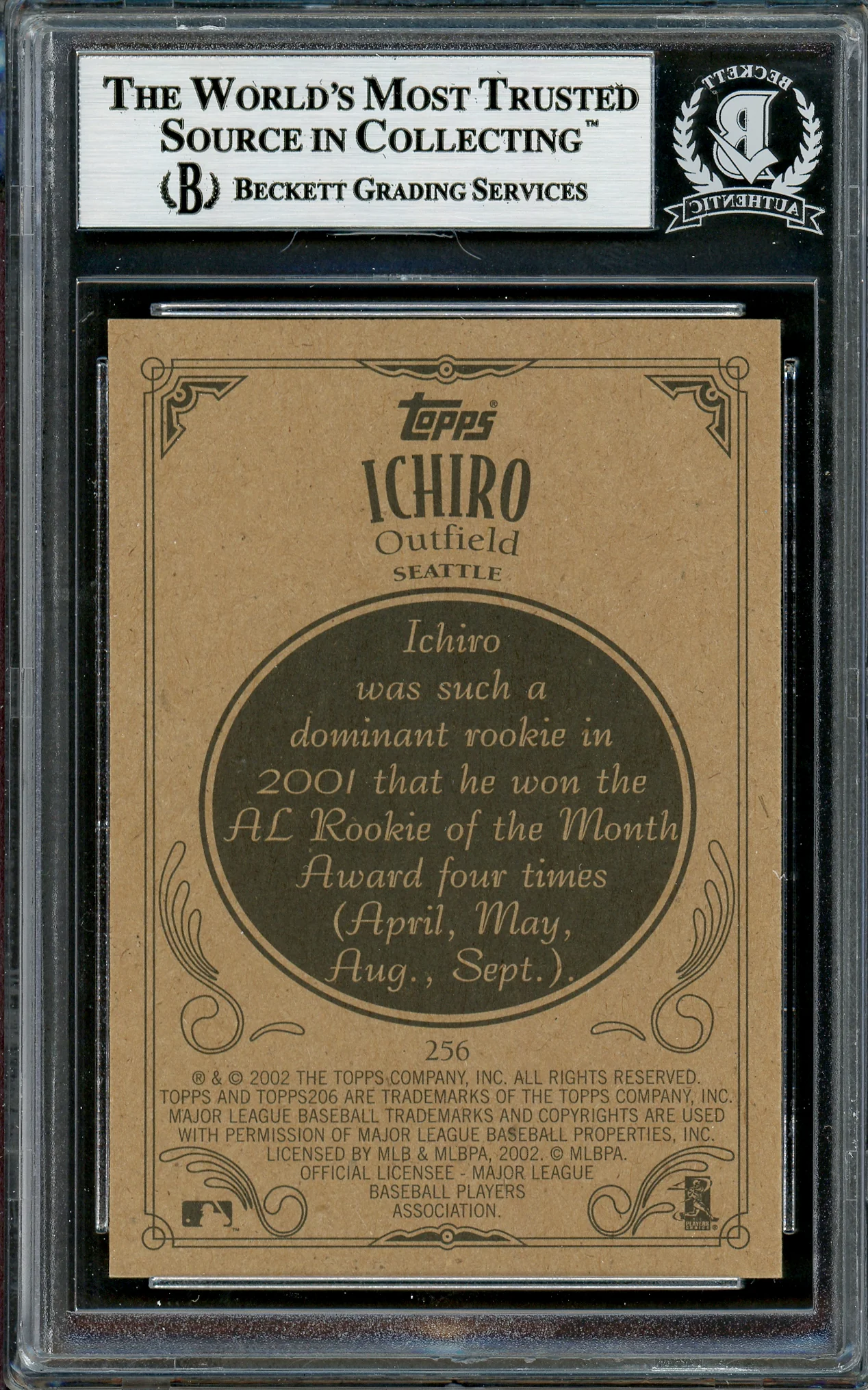 Ichiro Suzuki Autographed 2002 Topps 206 Card #256B Seattle Mariners Beckett BAS Stock #194231 - Image 2