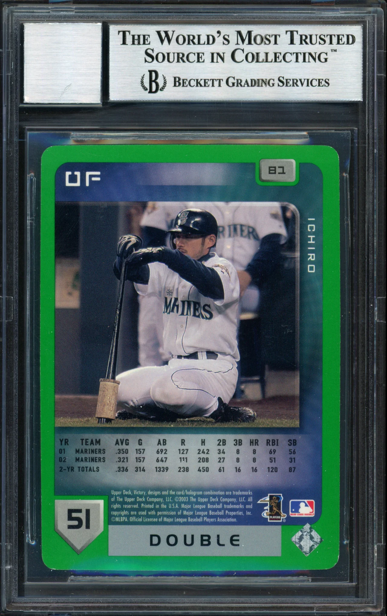 Ichiro Suzuki Autographed 2003 Upper Deck Victory Card #81 Seattle Mariners Auto Grade 10 Beckett BAS #12491318 - Image 2