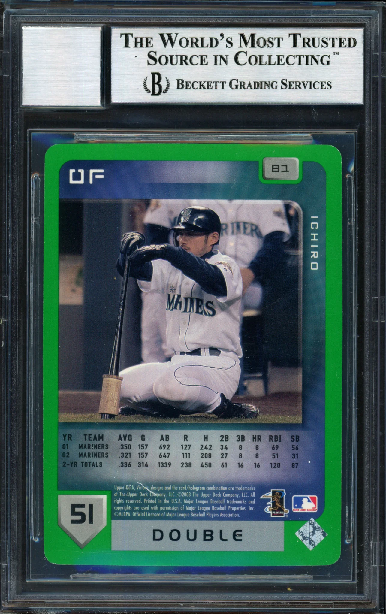 Ichiro Suzuki Autographed 2003 Upper Deck Victory Card #81 Seattle Mariners Auto Grade 10 Beckett BAS #12491319 - Image 2