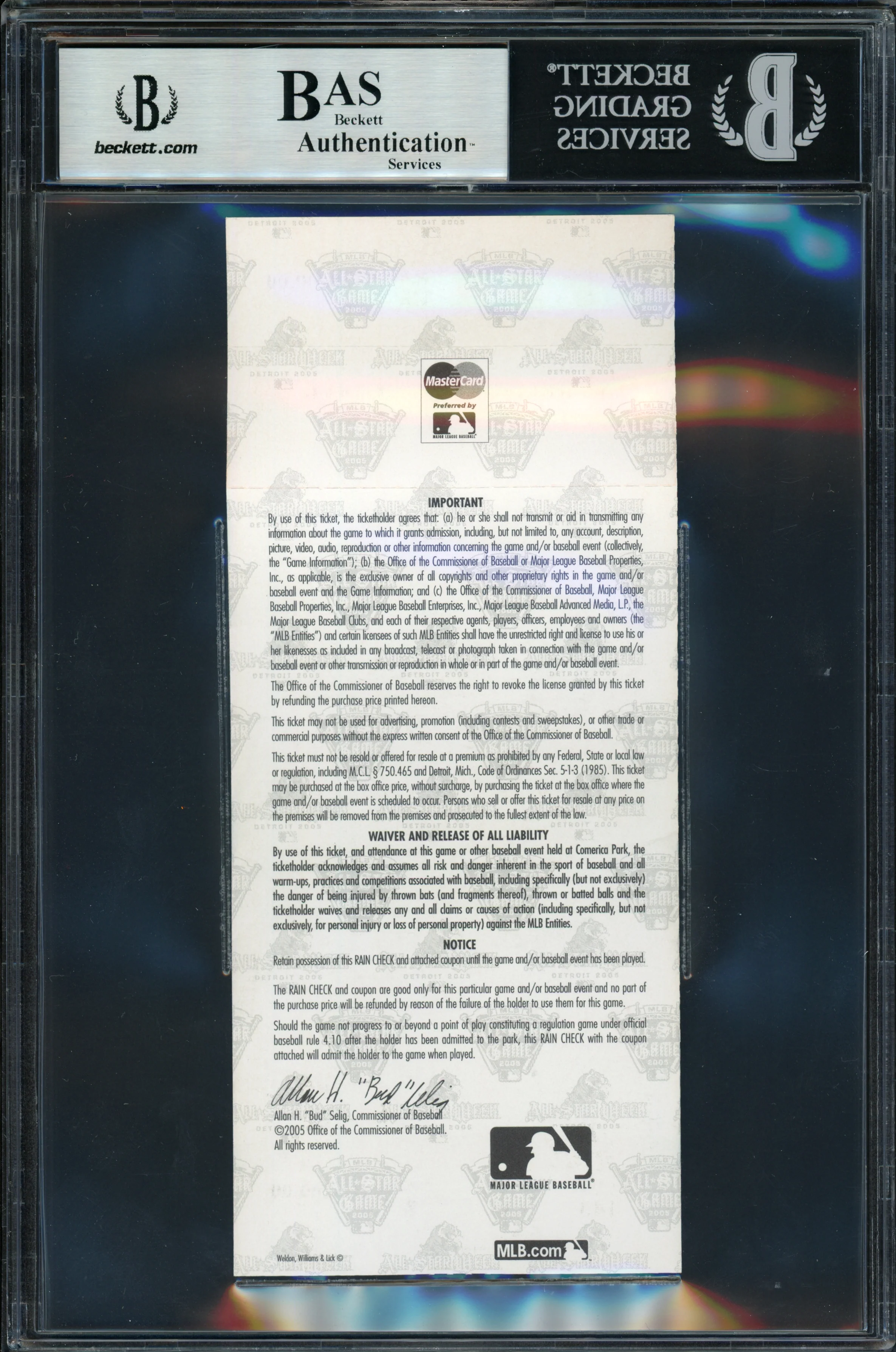 Ichiro Suzuki Autographed 2005 All Star Game Ticket 2005 All Star Game Ticket Seattle Mariners Beckett BAS #14232773 - Image 2