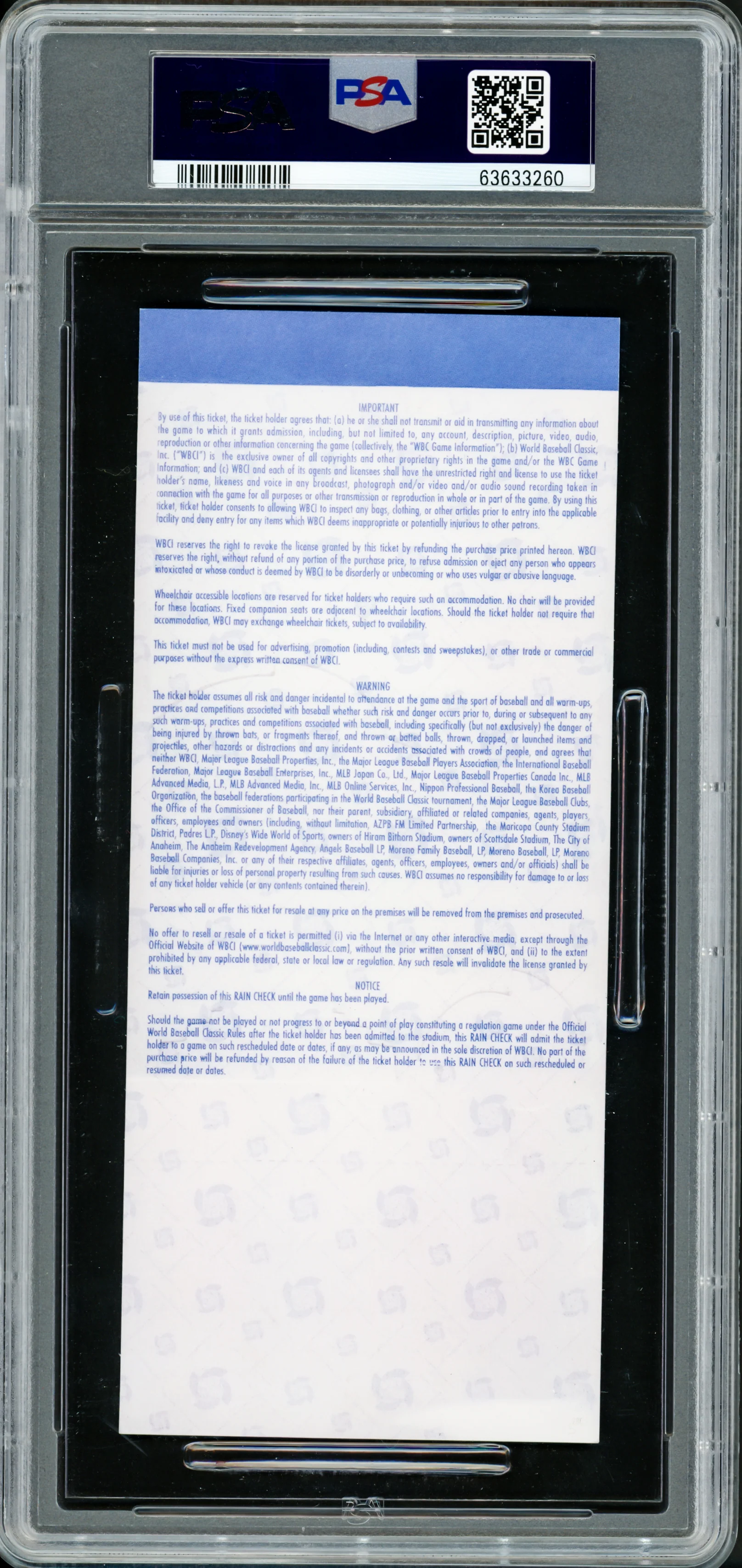 Ichiro Suzuki Autographed 2006 WBC Final Game Ticket Seattle Mariners PSA 8 Auto Grade Gem Mint 10 "06 WBC Champs" PSA/DNA #63633260 - Image 2