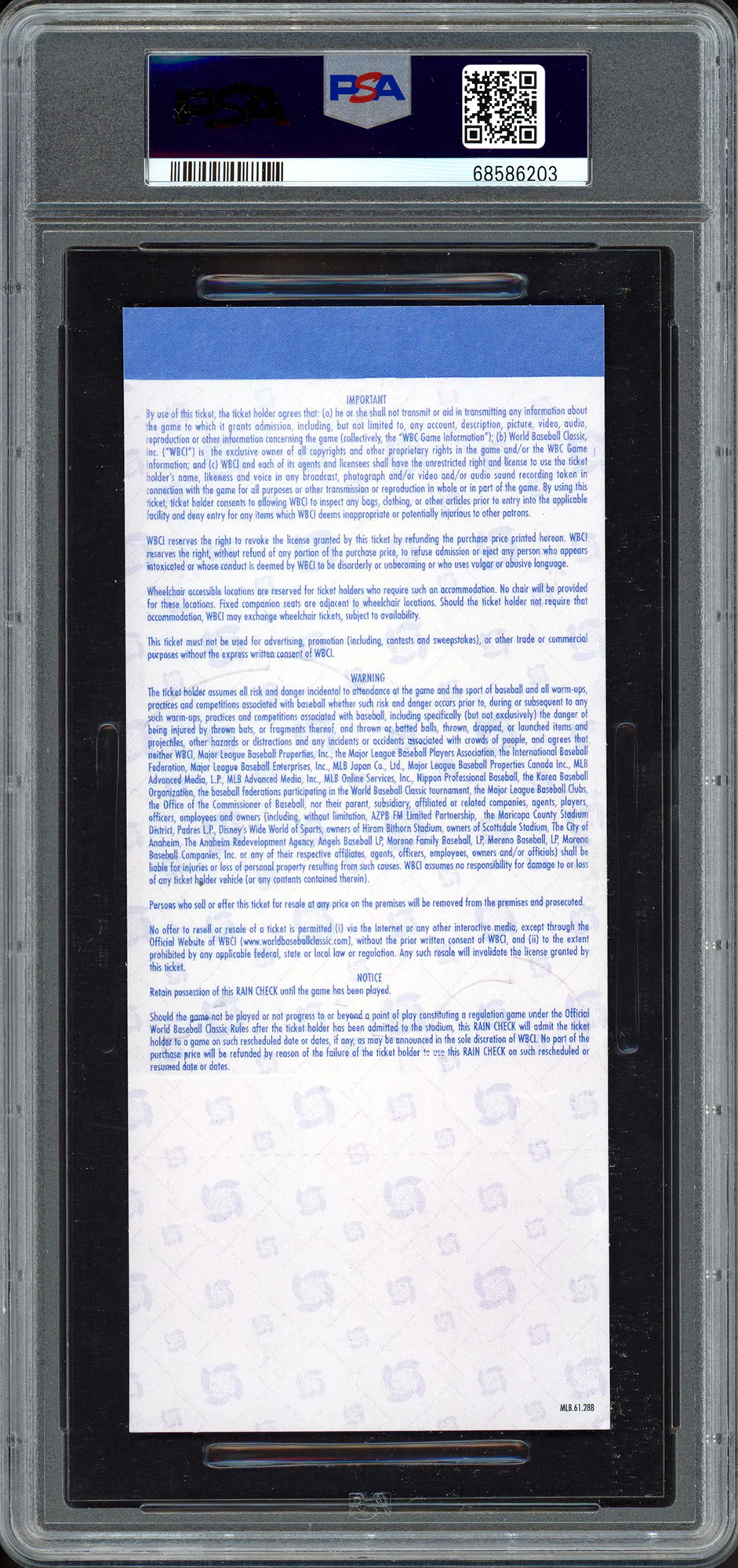 Ichiro Suzuki Autographed 2006 WBC Semifinal Ticket Stub Japan PSA 8 Auto Grade Gem Mint 10 "3-18-06 WBC Champs" PSA/DNA #68586203 - Image 2