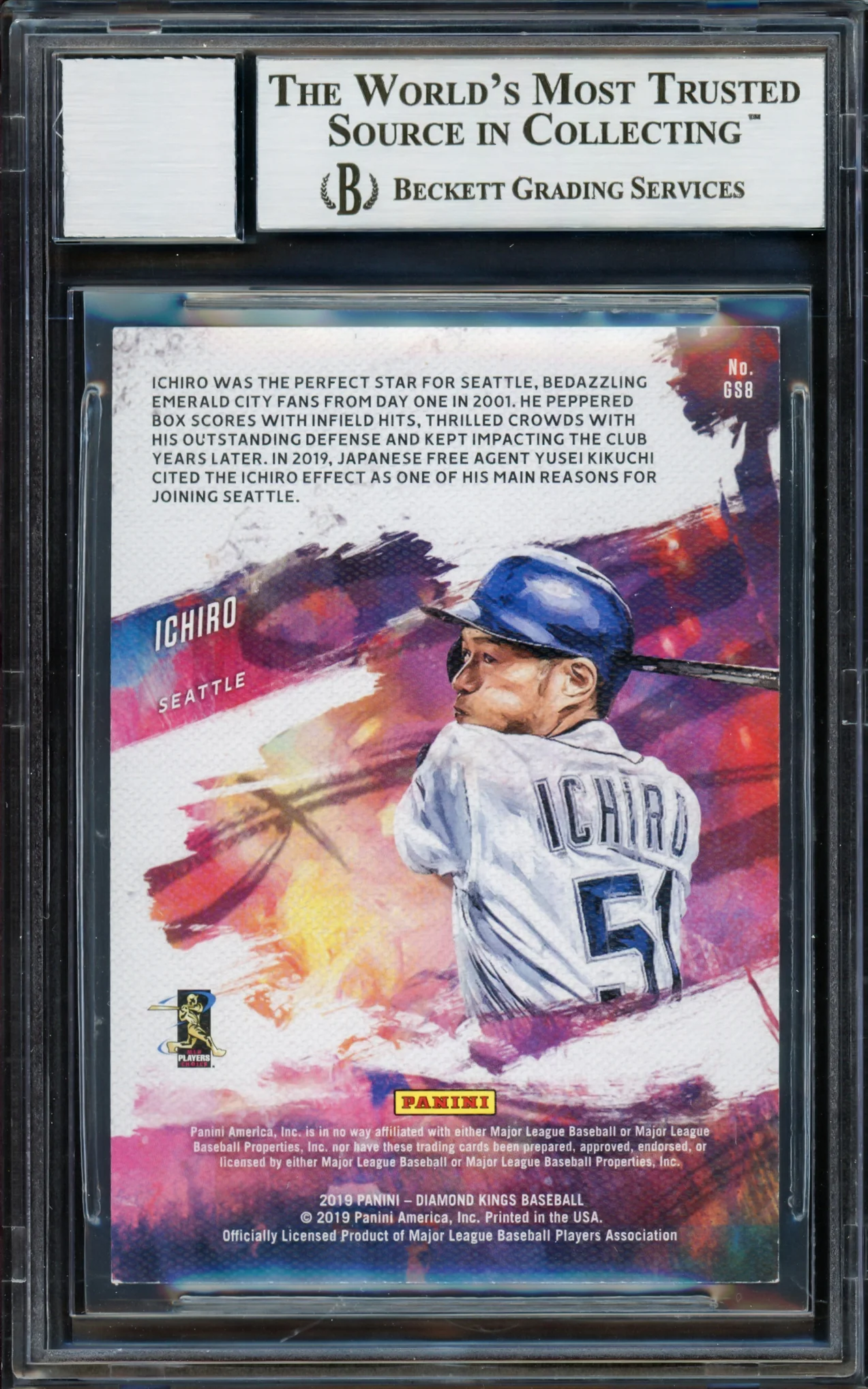 Ichiro Suzuki Autographed 2019 Panini Diamond Kings Gallery of Stars Card #GS8 Seattle Mariners Auto Grade Gem Mint 10 Beckett BAS Stock #220287 - Image 2