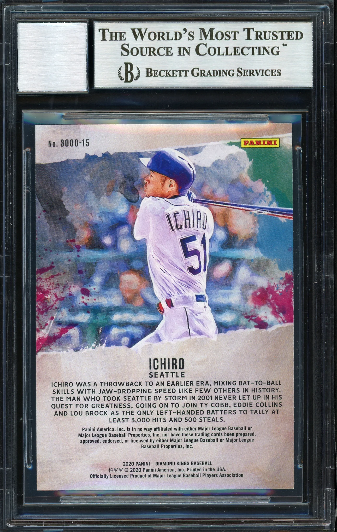 Ichiro Suzuki Autographed 2020 Panini Diamond Kings 3000 Card #3000-15 Seattle Mariners Auto Grade 10 Beckett BAS Stock #189971 - Image 2