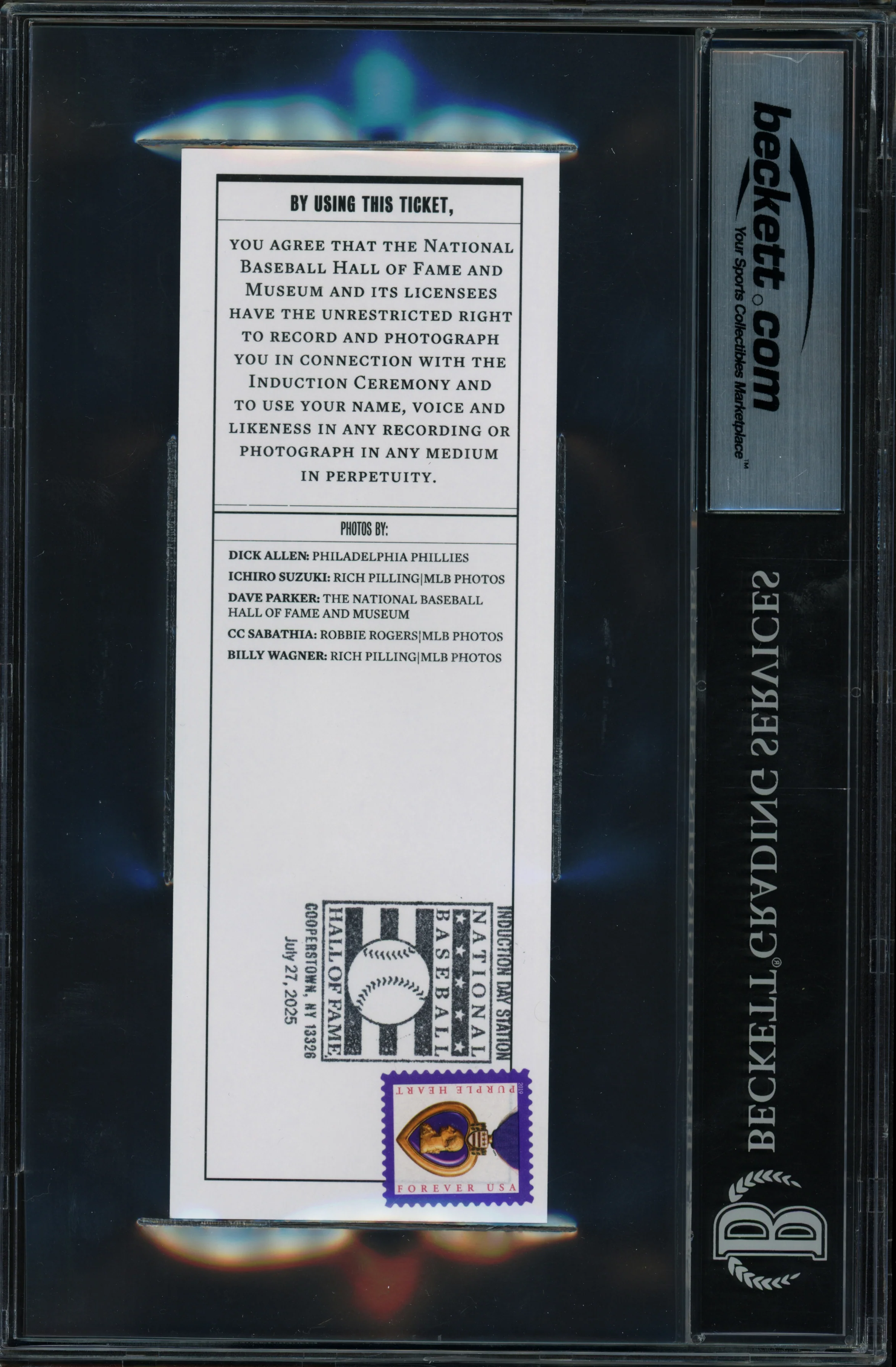 Ichiro Suzuki Autographed 2025 Hall of Fame Induction Ticket Seattle Mariners Auto Grade Gem Mint 10 "7/27/2025" Beckett BAS #19665163 - Image 2