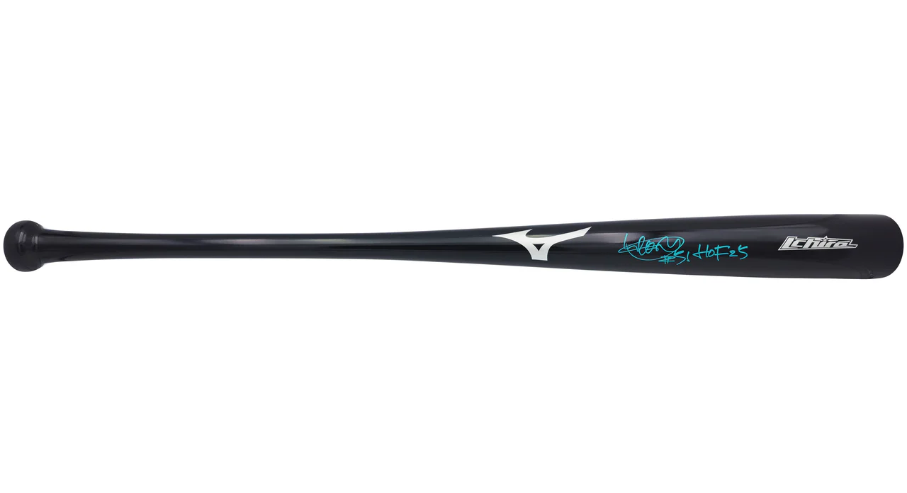 Ichiro Suzuki Autographed Black Mizuno Player Model Baseball Bat Seattle Mariners Signed In Teal "HOF 25" IS Holo & Beckett BAS Witness QR Stock #238322 - Image 3