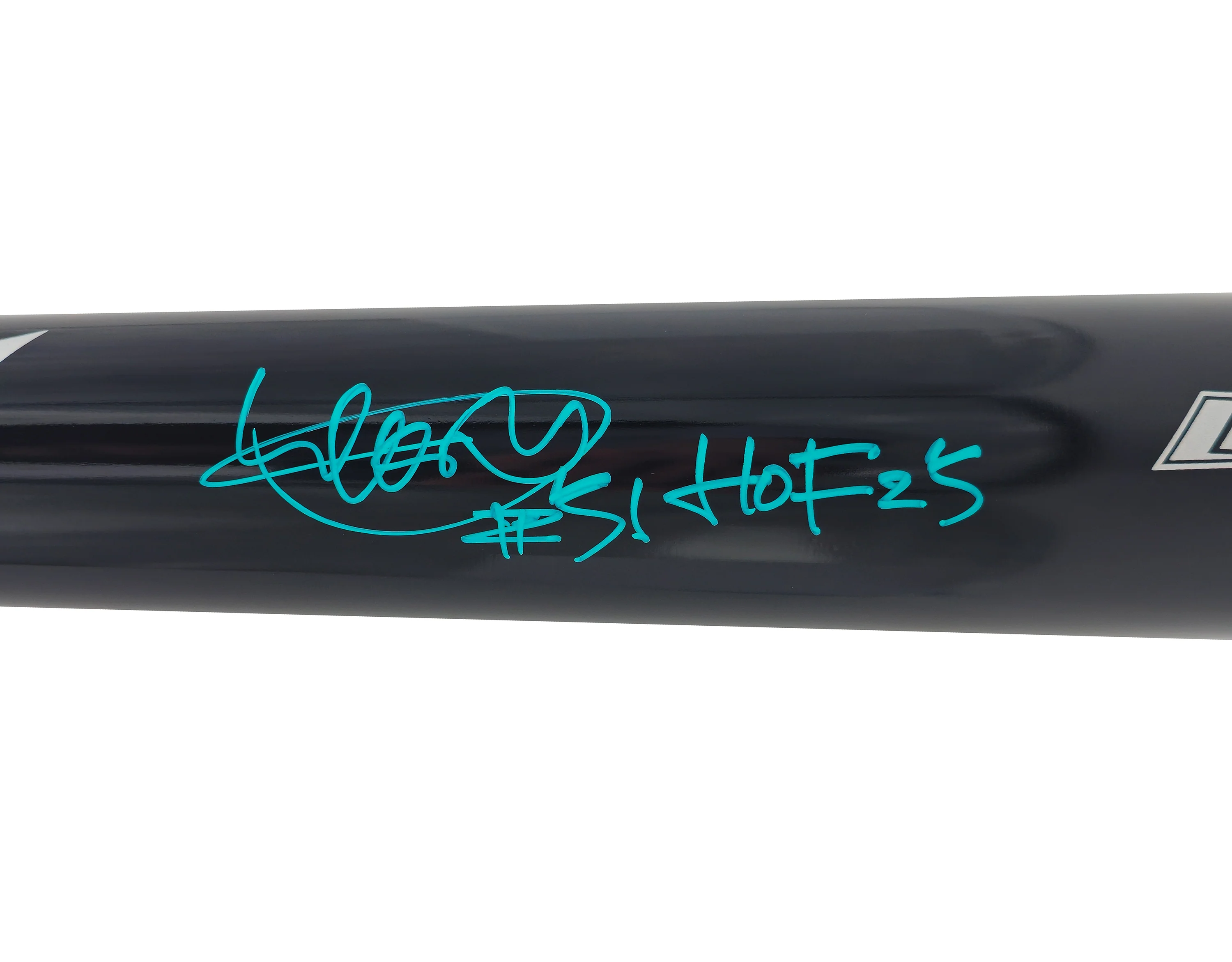 Ichiro Suzuki Autographed Black Mizuno Player Model Baseball Bat Seattle Mariners Signed In Teal "HOF 25" IS Holo & Beckett BAS Witness QR Stock #238322 - Image 4