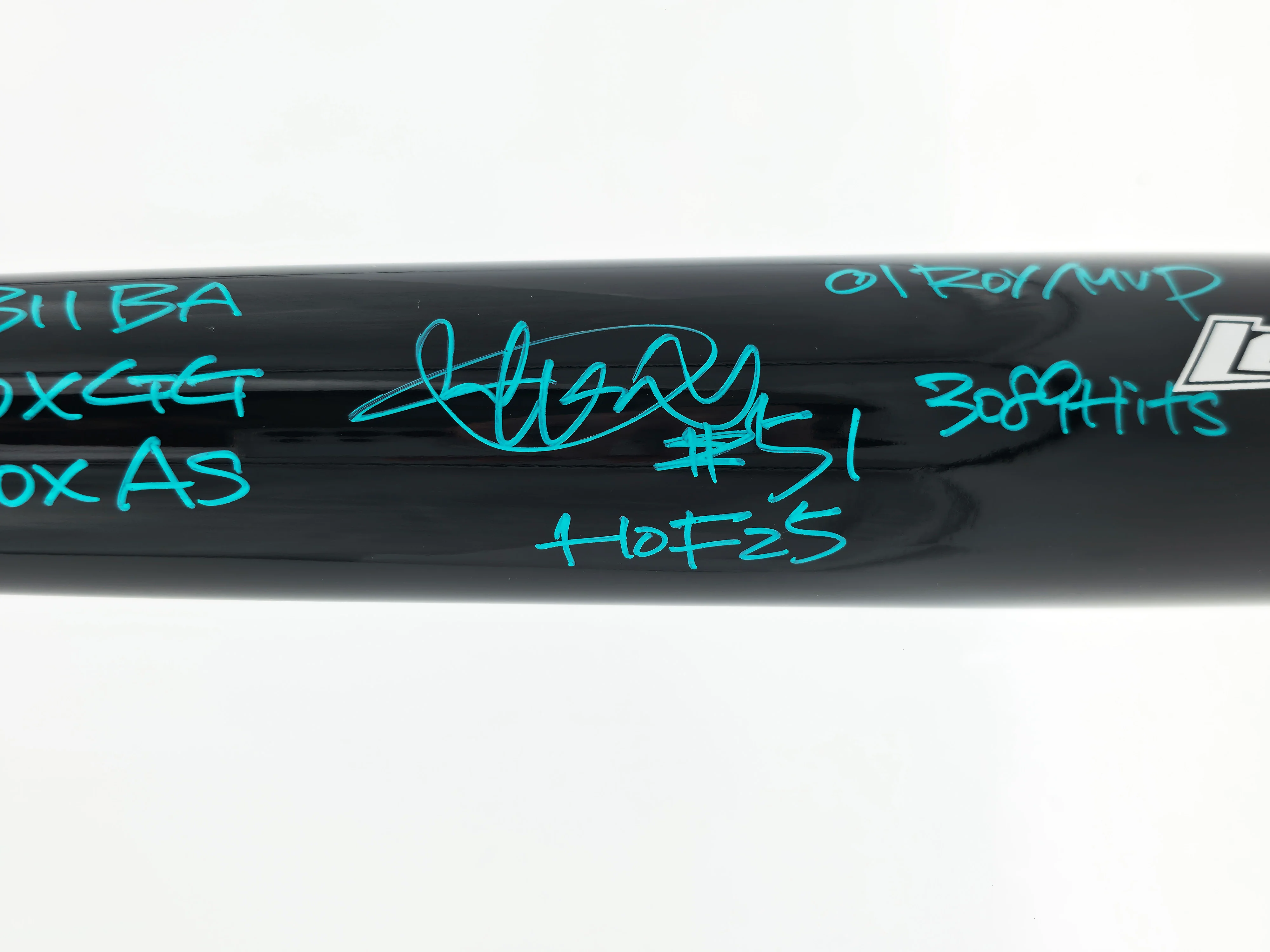 Ichiro Suzuki Autographed Black Mizuno Player Model Baseball Bat Seattle Mariners With 7 Stats IS Holo & Beckett BAS Witness Stock #256835 - Image 3