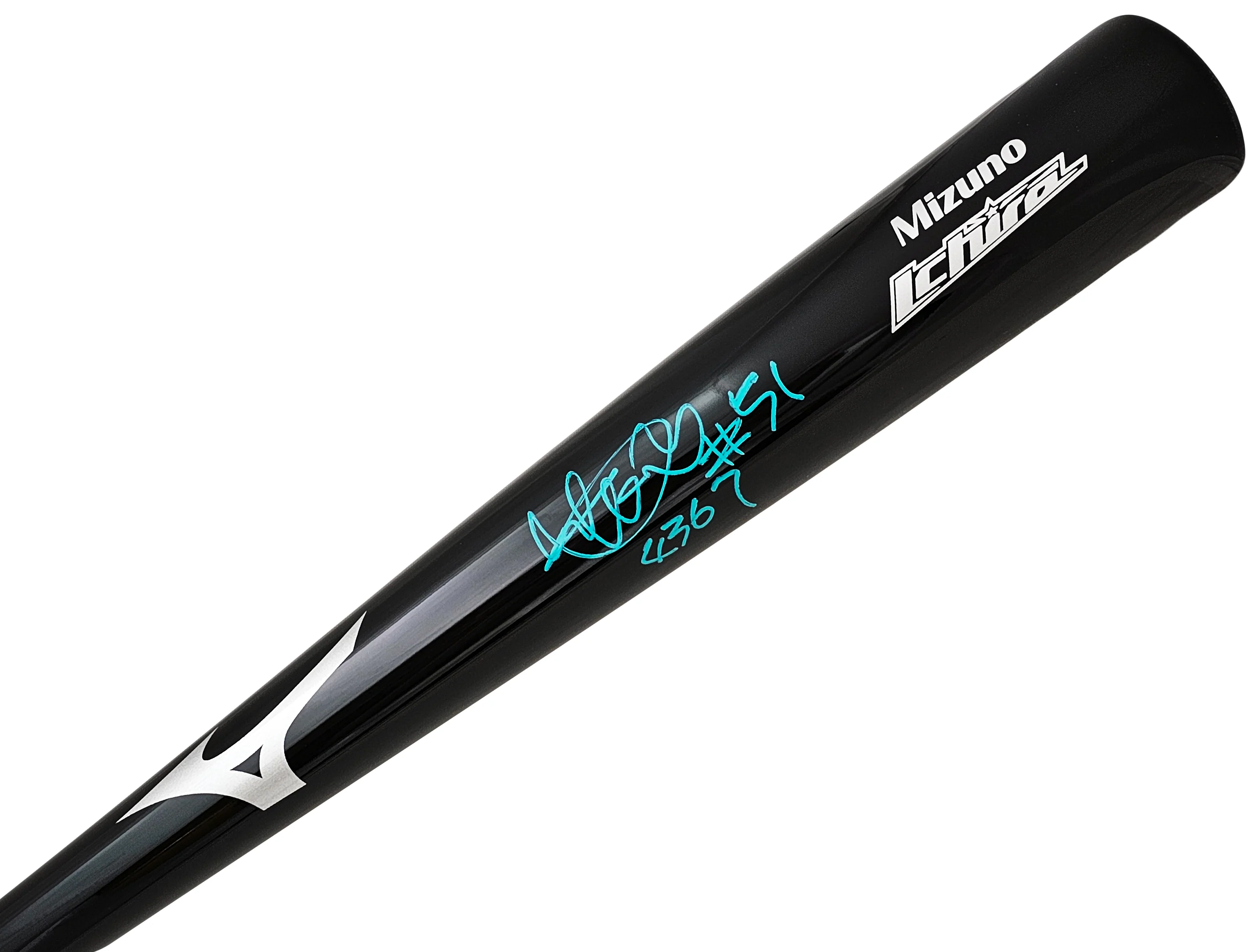 Ichiro Suzuki Autographed Black Mizuno Player Model Bat Seattle Mariners "#51, 4367" IS Holo Stock #212166 - Image 2