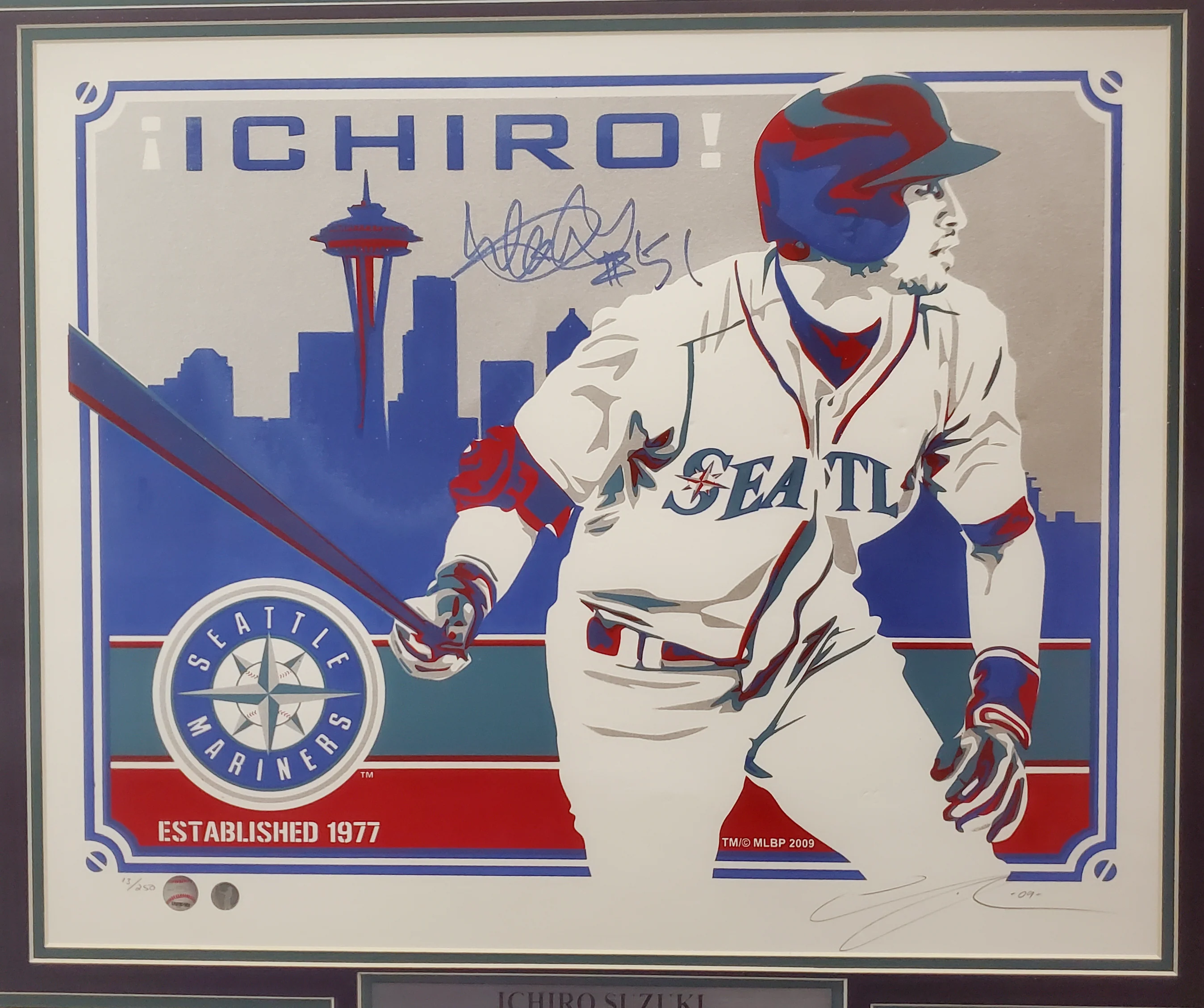 Ichiro Suzuki Autographed Framed 16x20 Topps Poster Seattle Mariners "#51" Artist Proof #13/250 IS Holo SKU #193883 - Image 2