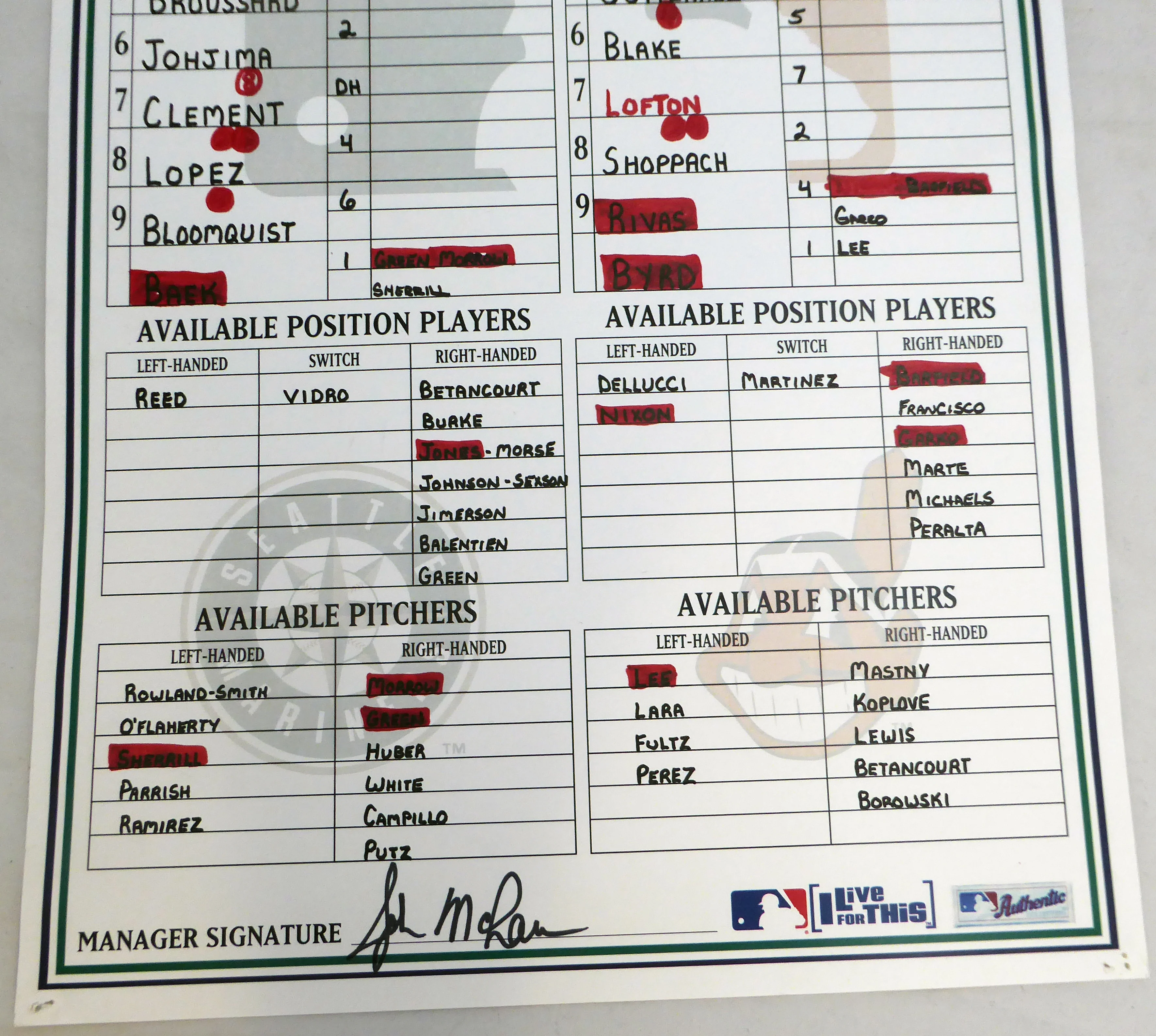 Ichiro Suzuki Autographed Game Used Lineup Card Seattle Mariners September 27, 2007 IS Holo SKU #214133 - Image 4
