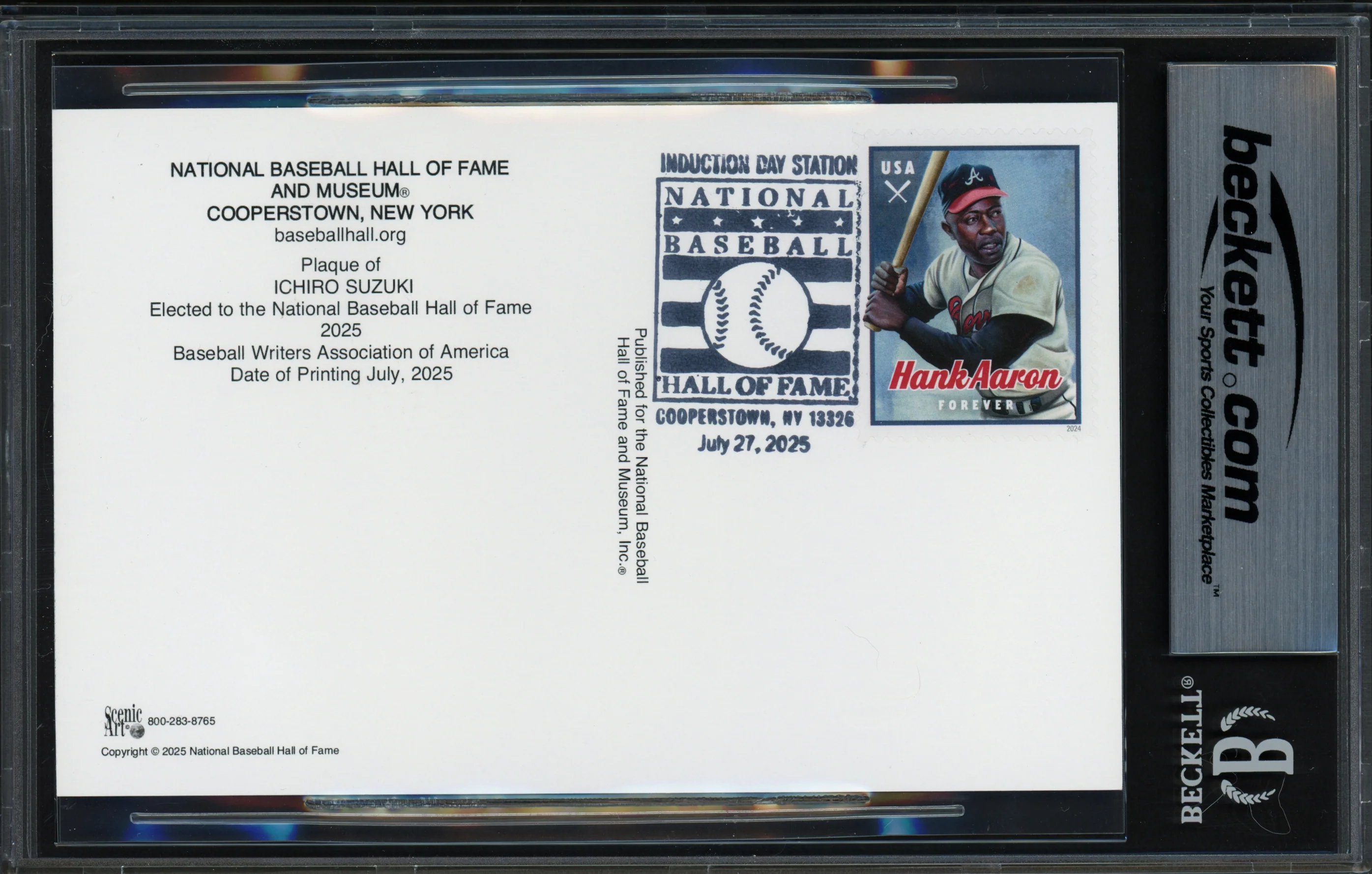 Ichiro Suzuki Autographed Hall of Fame Plaque Postcard Seattle Mariners Postmark Beckett BAS Stock #257225 - Image 2
