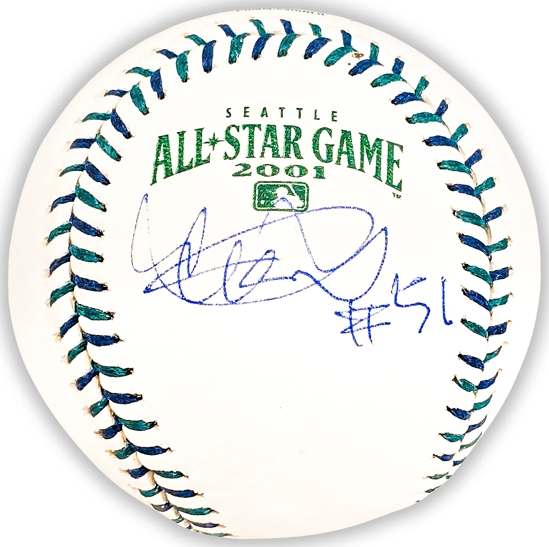 Ichiro Suzuki Autographed Official 2001 All Star Game Logo Game Baseball Seattle Mariners "#51" IS Holo Stock #220214