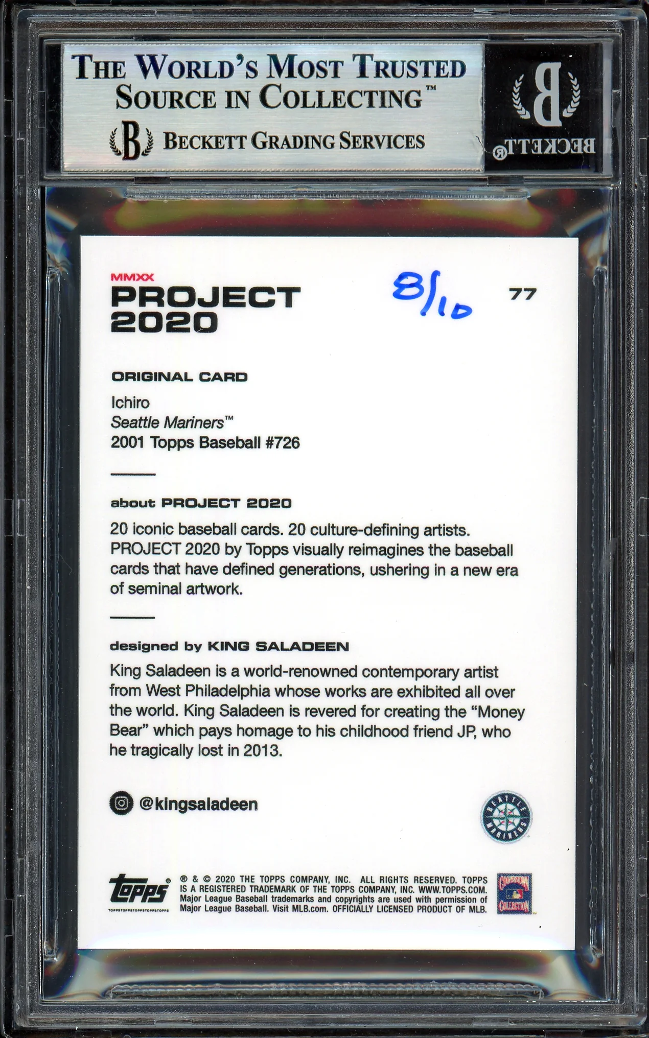 Ichiro Suzuki Autographed Topps Project 2020 King Saladeen Card #77 Seattle Mariners Silver #/10 Beckett BAS Stock #201090 - Image 2