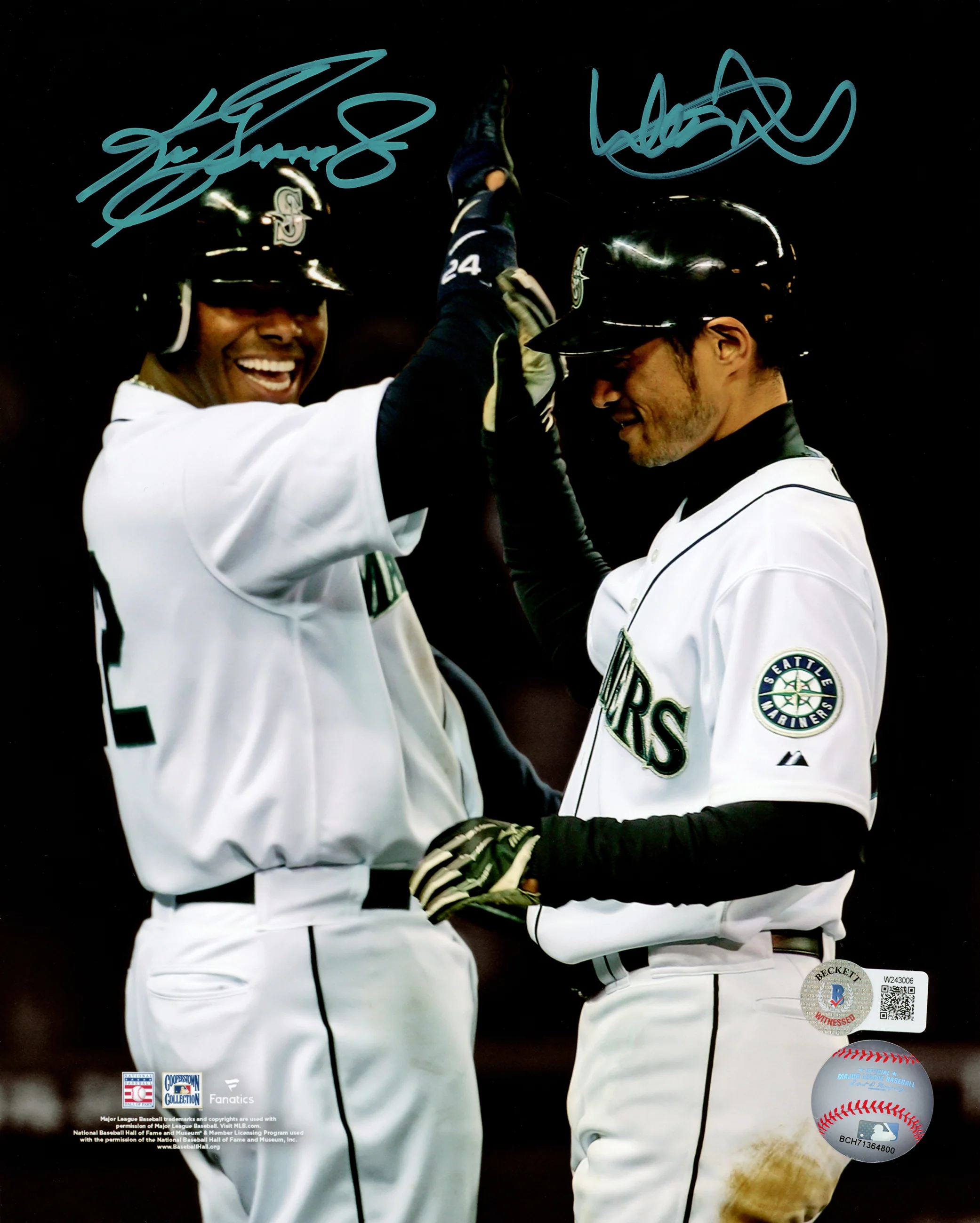 Ichiro Suzuki & Ken Griffey Jr. Autographed Framed 8x10 Photo Seattle Mariners Beckett BAS Witness Stock #256685 - Image 2