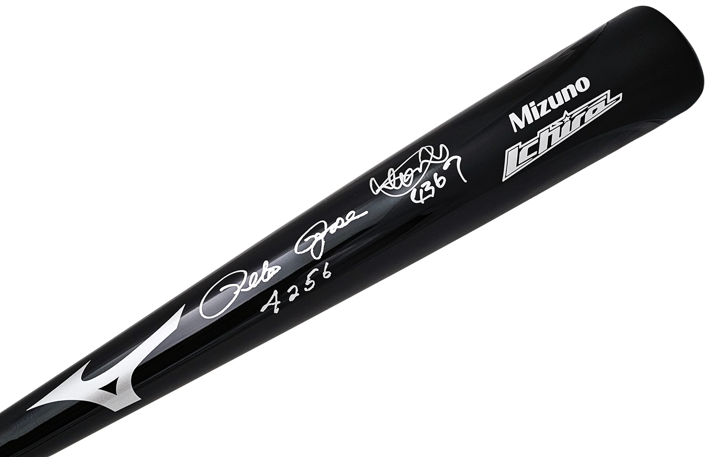 Ichiro Suzuki & Pete Rose Autographed Black Mizuno Player Model Bat Seattle Mariners "Hits" PR Holo & IS Holo Stock #212164 - Image 2