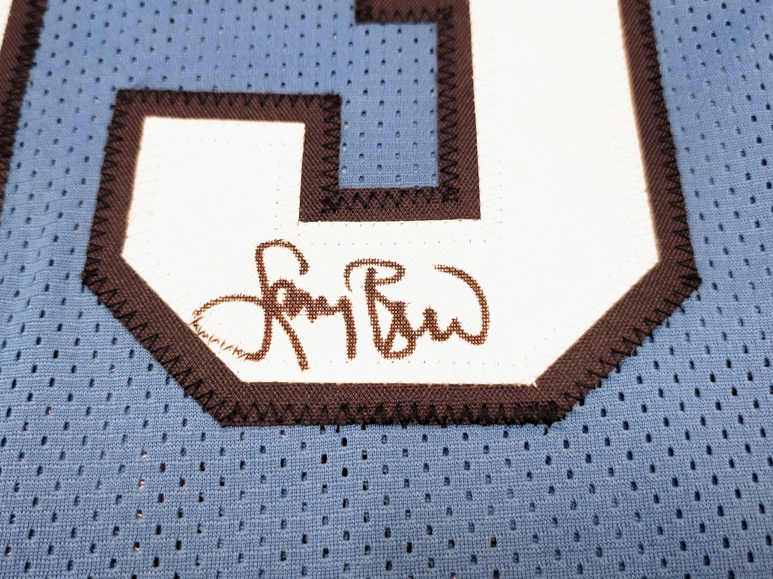 Indiana State Sycamores Larry Bird Autographed Baby Blue Jersey Beckett BAS Stock #203449 - Image 4