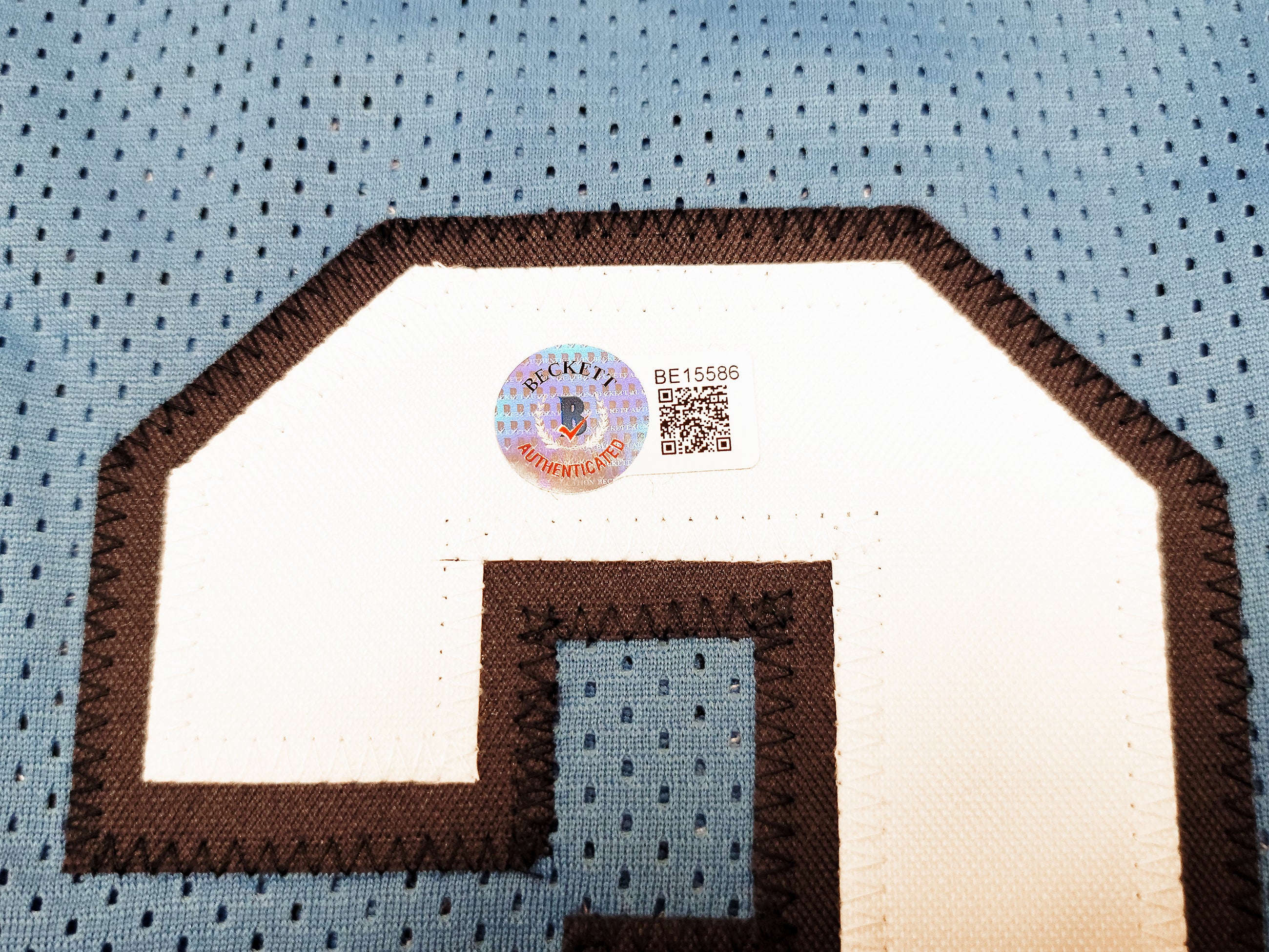 Indiana State Sycamores Larry Bird Autographed Baby Blue Jersey Beckett BAS Stock #203449 - Image 5