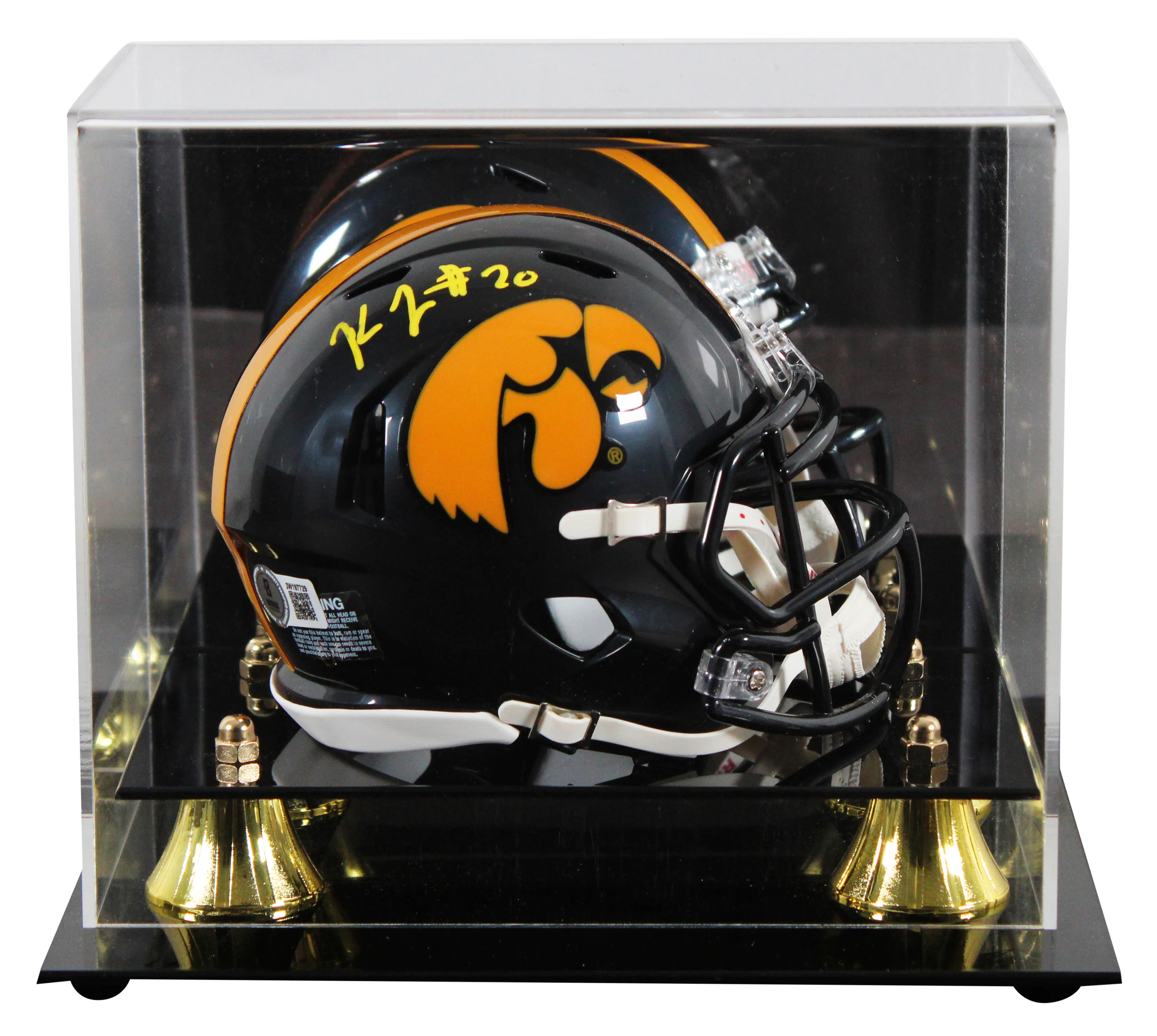 Iowa Kaleb Johnson Authentic Signed Case Mini Helmet W/ Case BAS Witnessed - Image 2