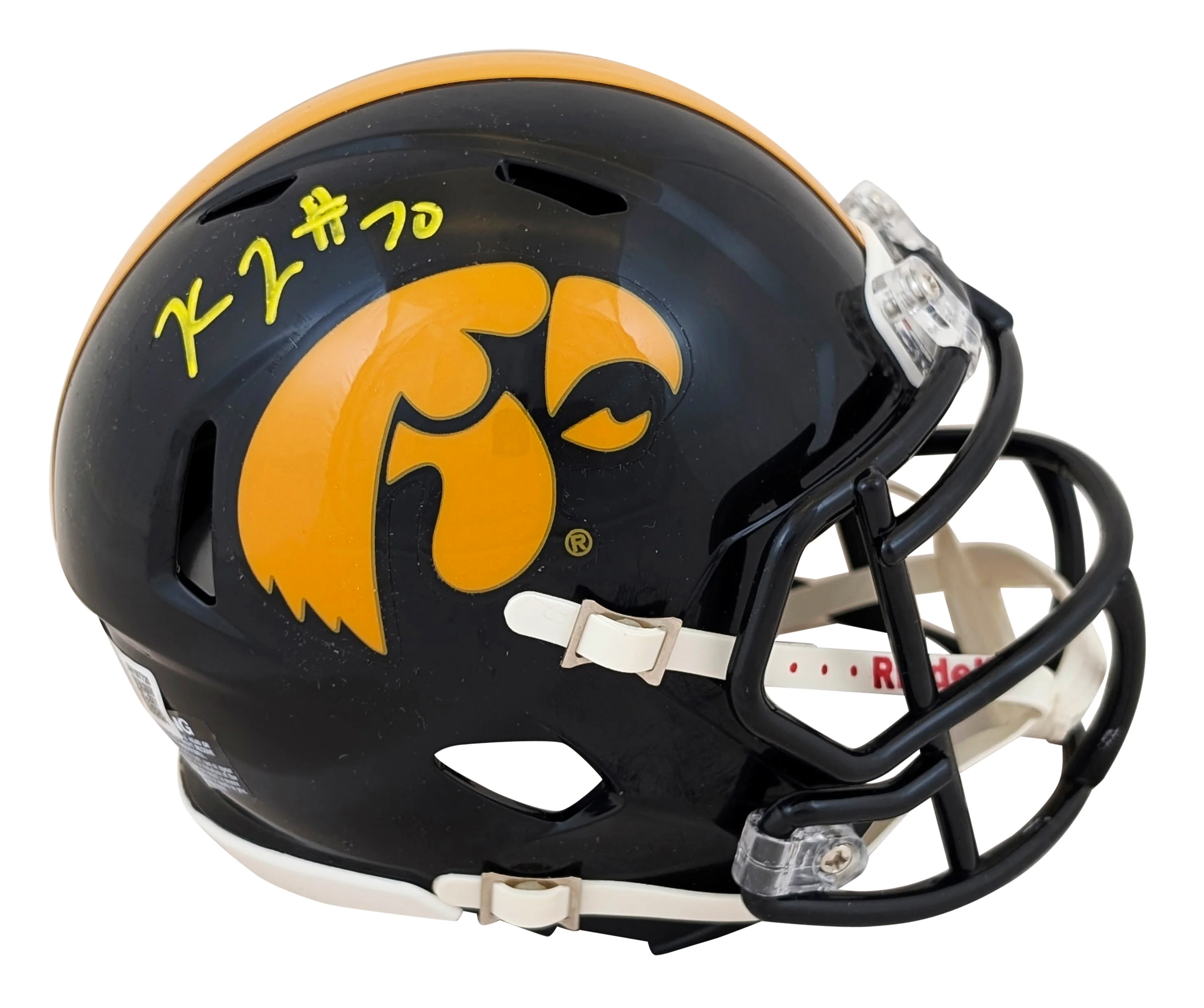 Iowa Kaleb Johnson Authentic Signed Speed Mini Helmet Autographed BAS Witnessed - Image 2