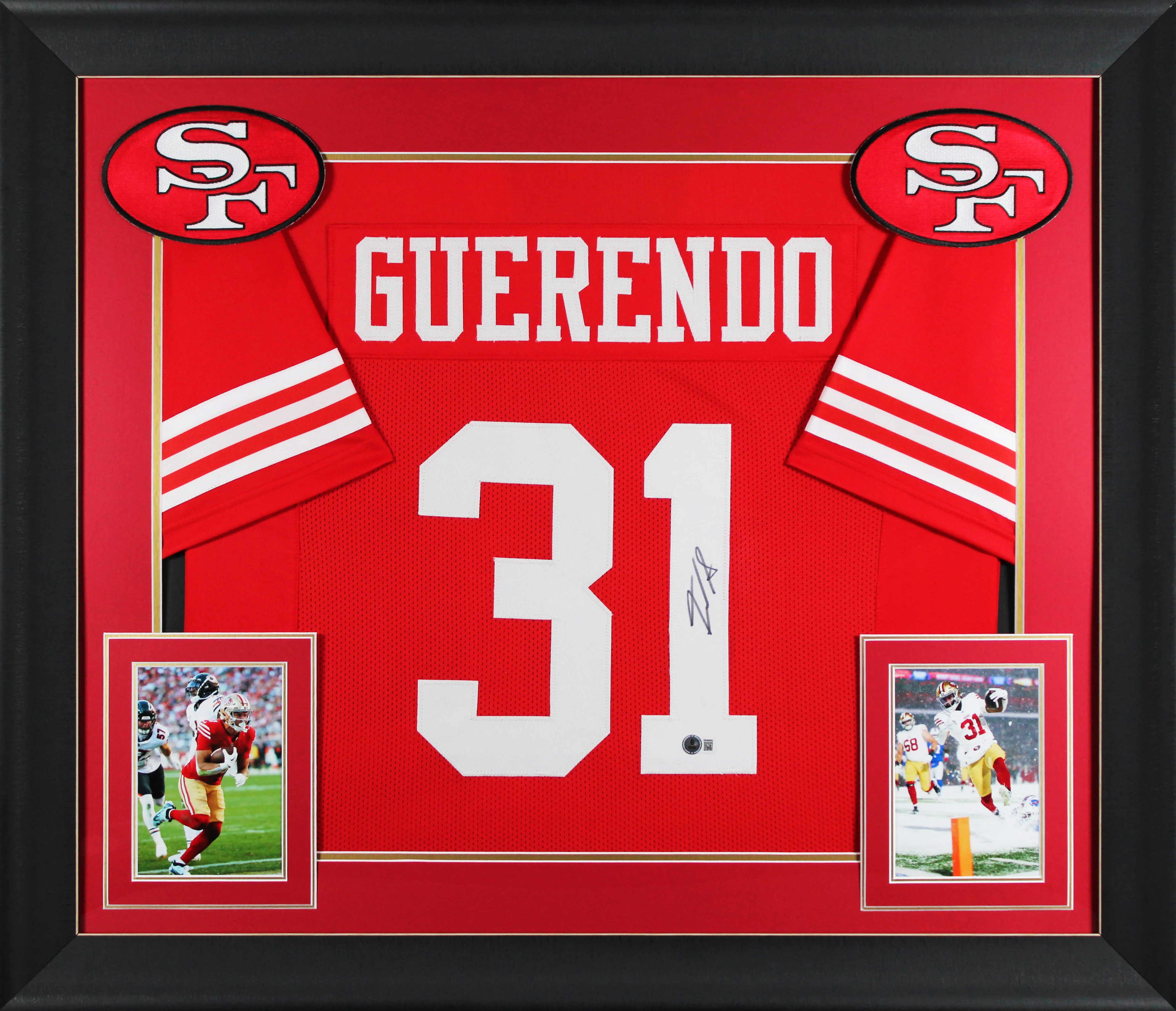 Isaac Guerendo Authentic Signed Red Pro Style Framed Jersey BAS Witnessed - Image 2