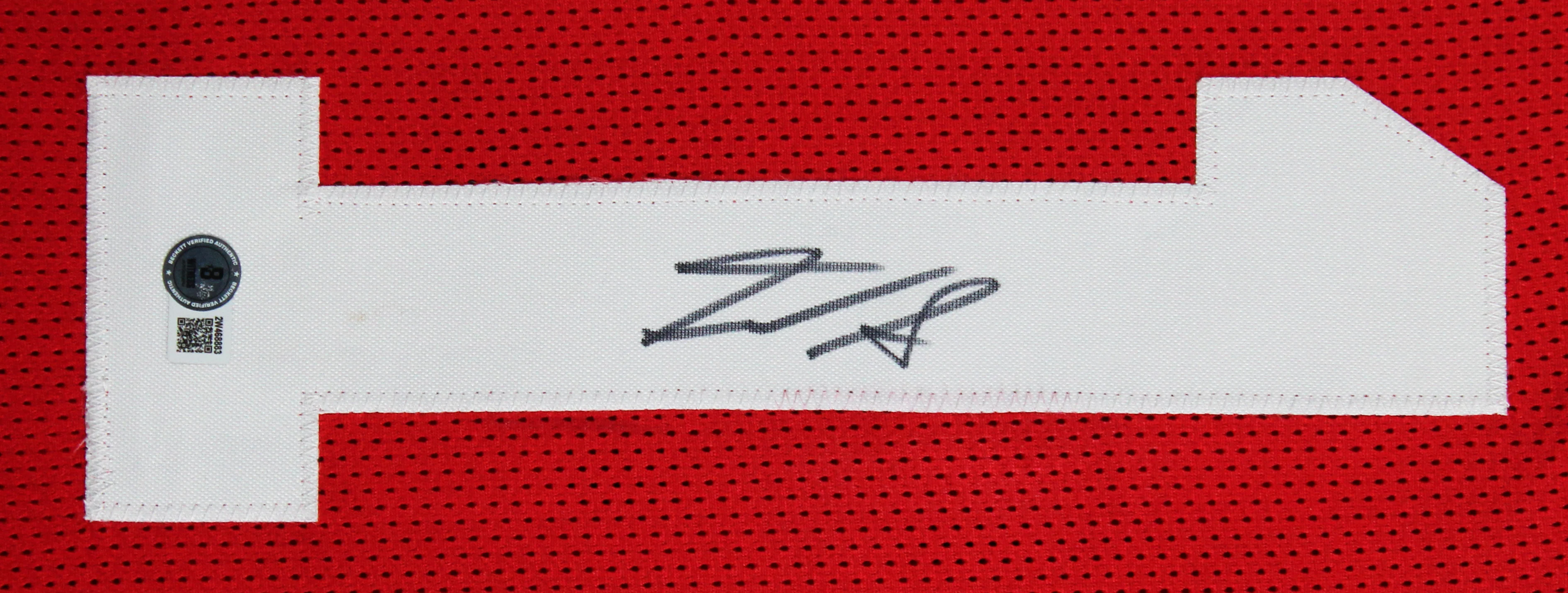Isaac Guerendo Authentic Signed Red Pro Style Framed Jersey BAS Witnessed - Image 3
