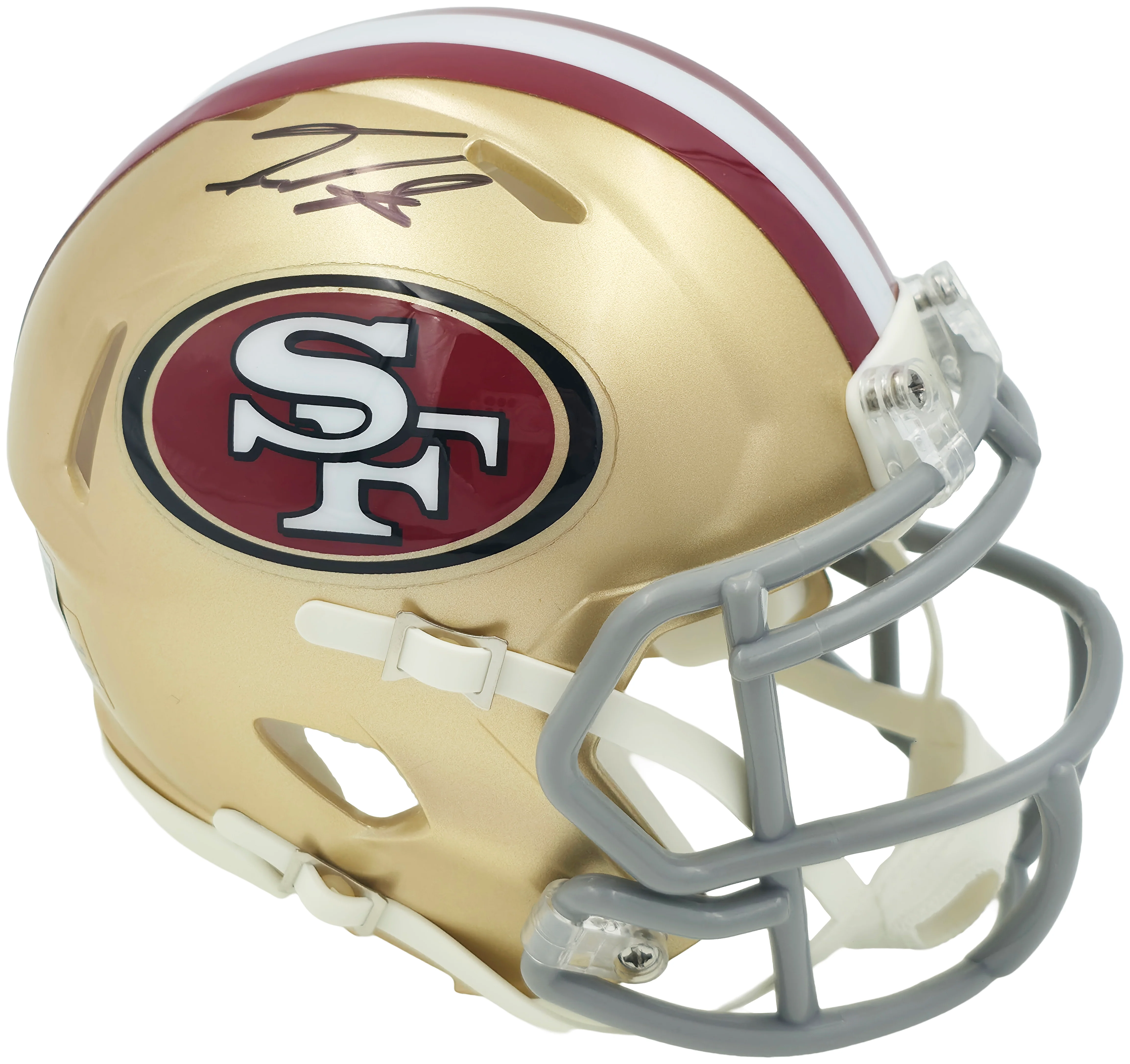 Isaac Guerendo Autographed San Francisco 49ers Gold Speed Mini Helmet Beckett BAS Witness Stock #253314