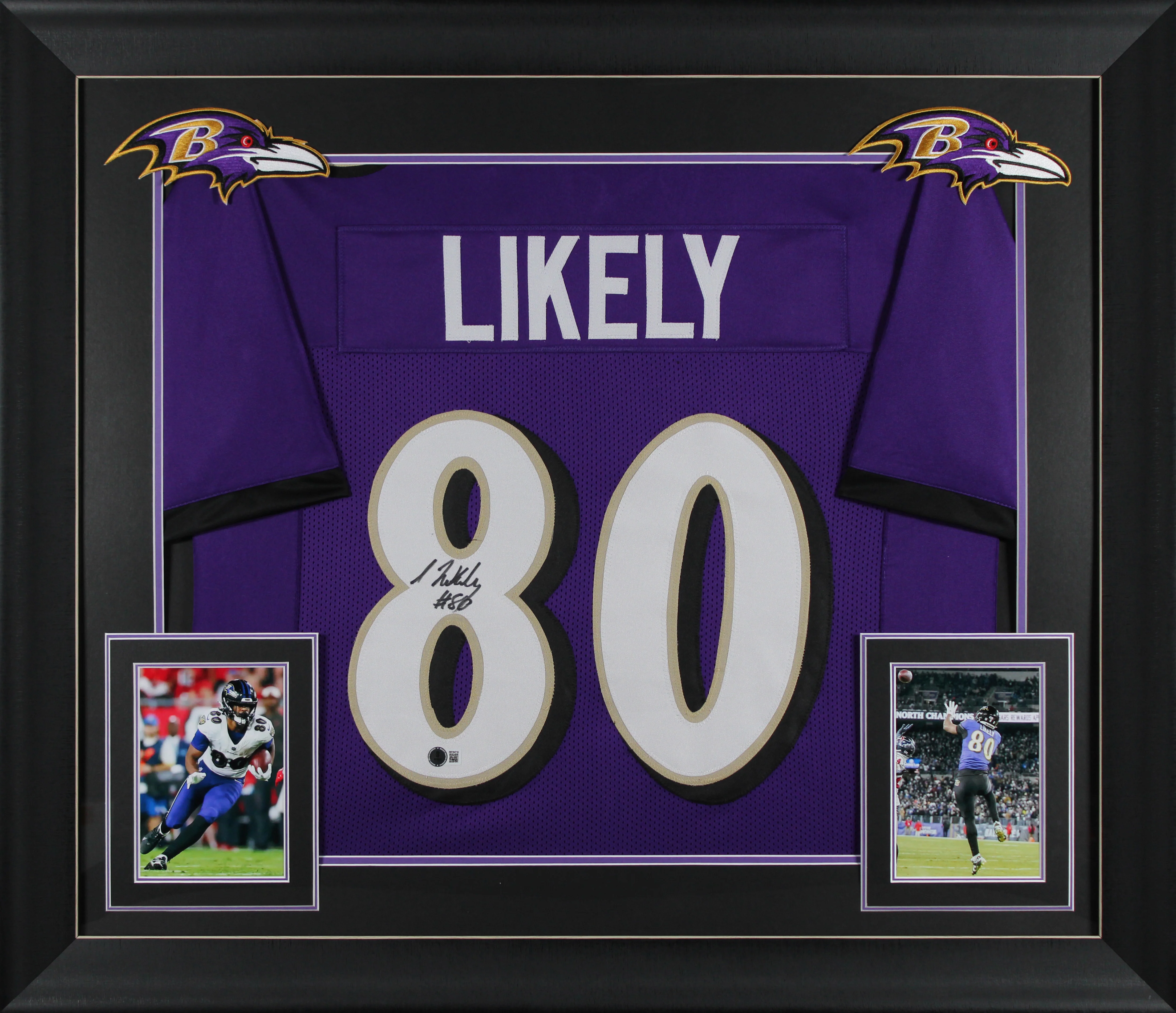 Isaiah Likely Authentic Signed Purple Pro Style Framed Jersey BAS Witnessed - Image 2