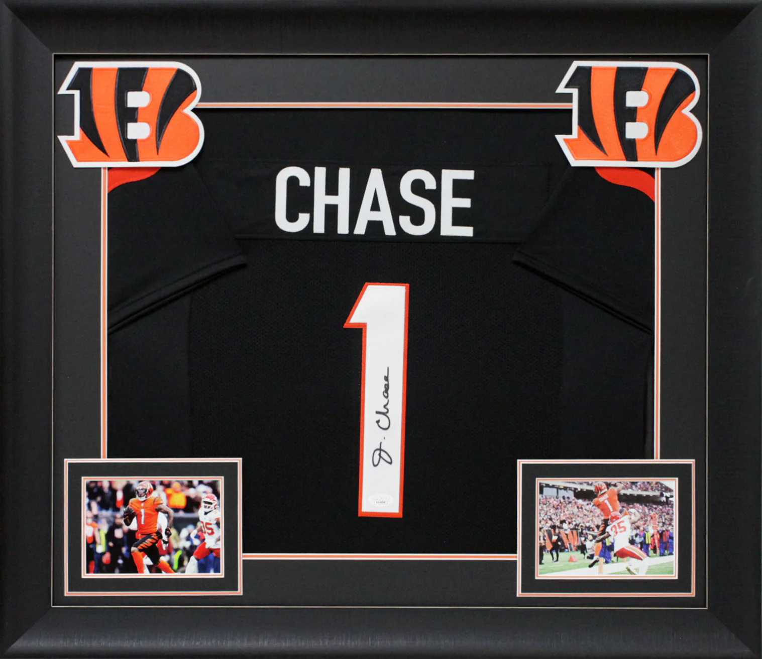 Ja'Marr Chase Authentic Signed Black Pro Style Framed Jersey Autographed JSA - Image 2