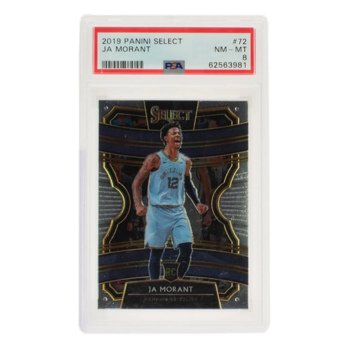 Ja Morant 2019 Panini Select #72 Grizzles Basketball Card BAS Near Mint Mint 8 - Image 4
