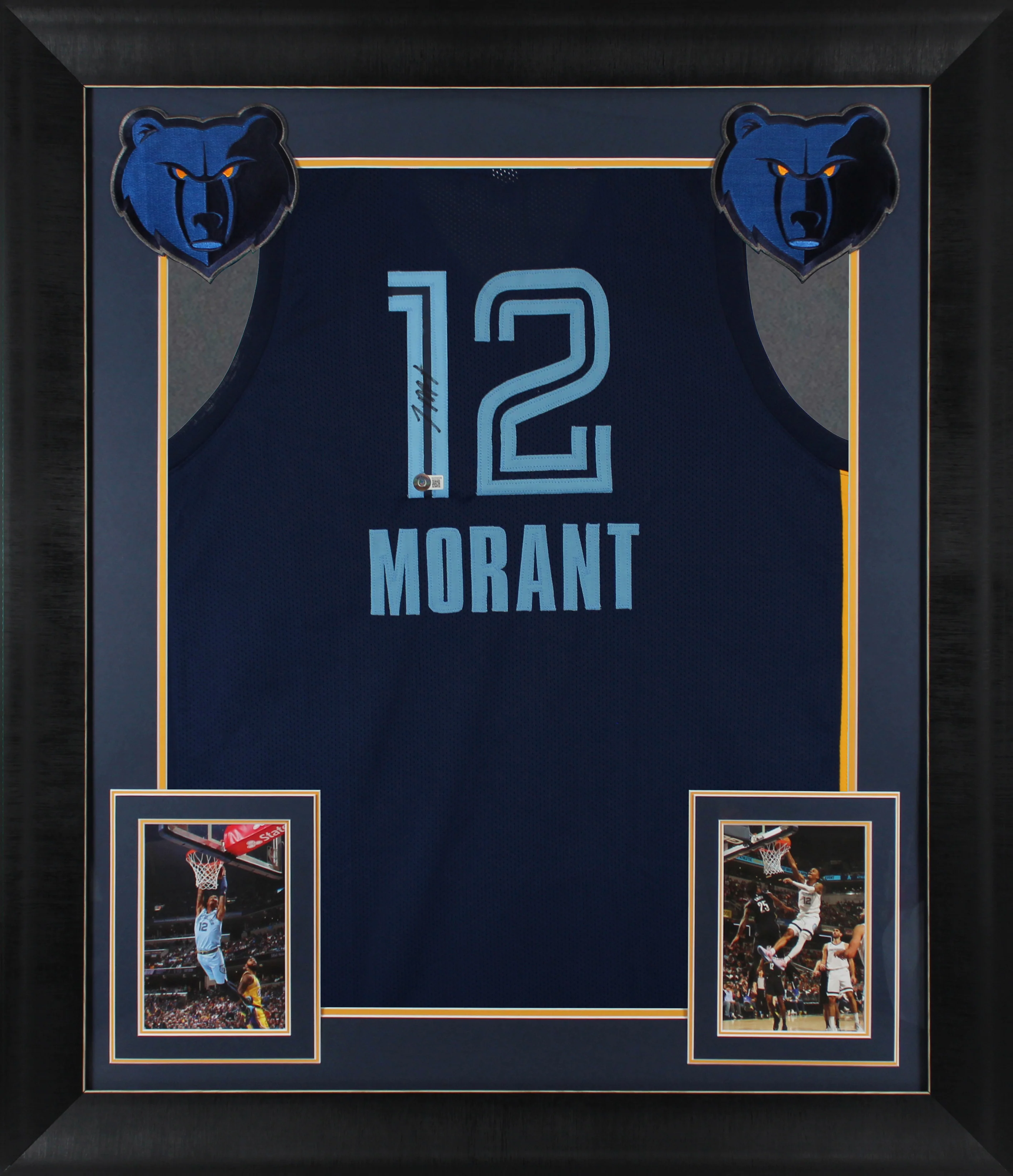 Ja Morant Authentic Signed Navy Pro Style Framed Jersey w/ Blue Numbers BAS - Image 2