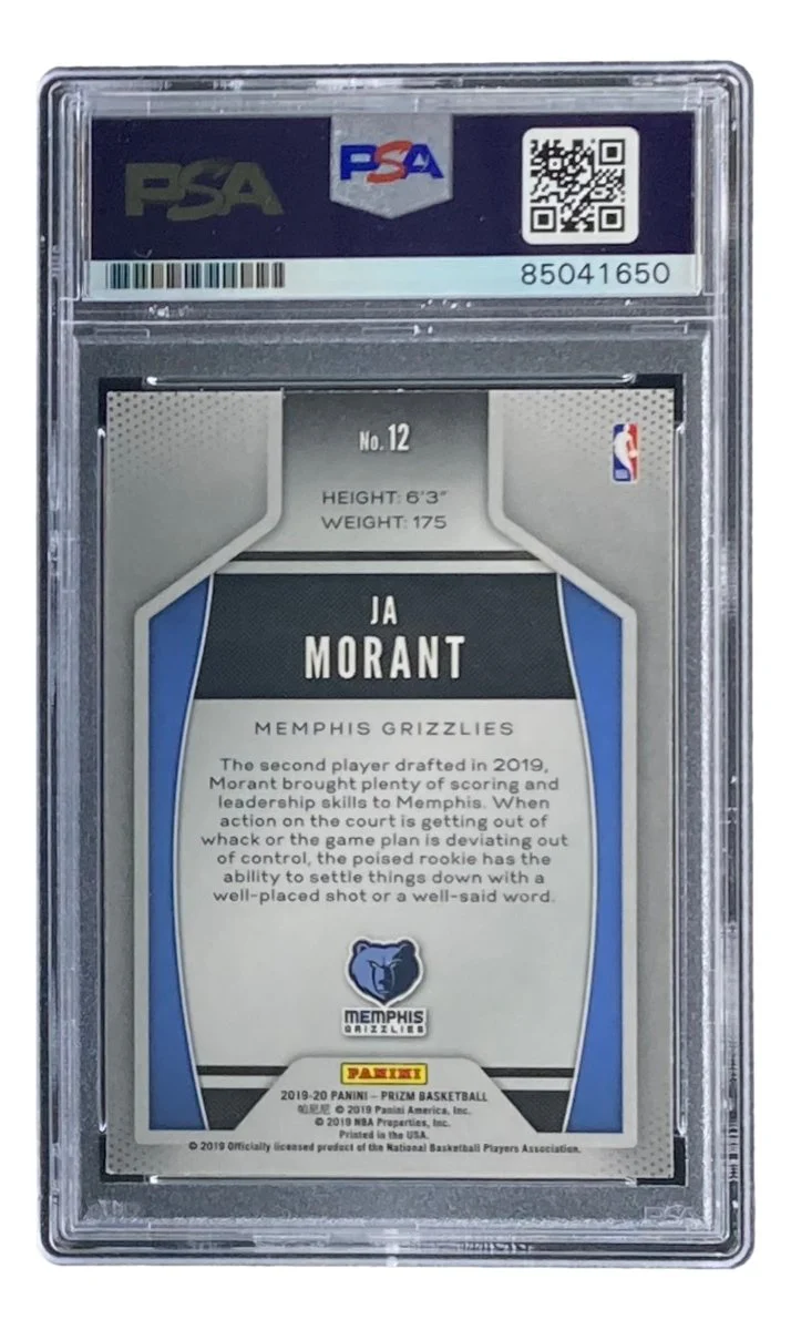 Ja Morant Signed 2019-20 Panini Prizm #12 Grizzlies Rookie Card PSA/DNA - Image 2